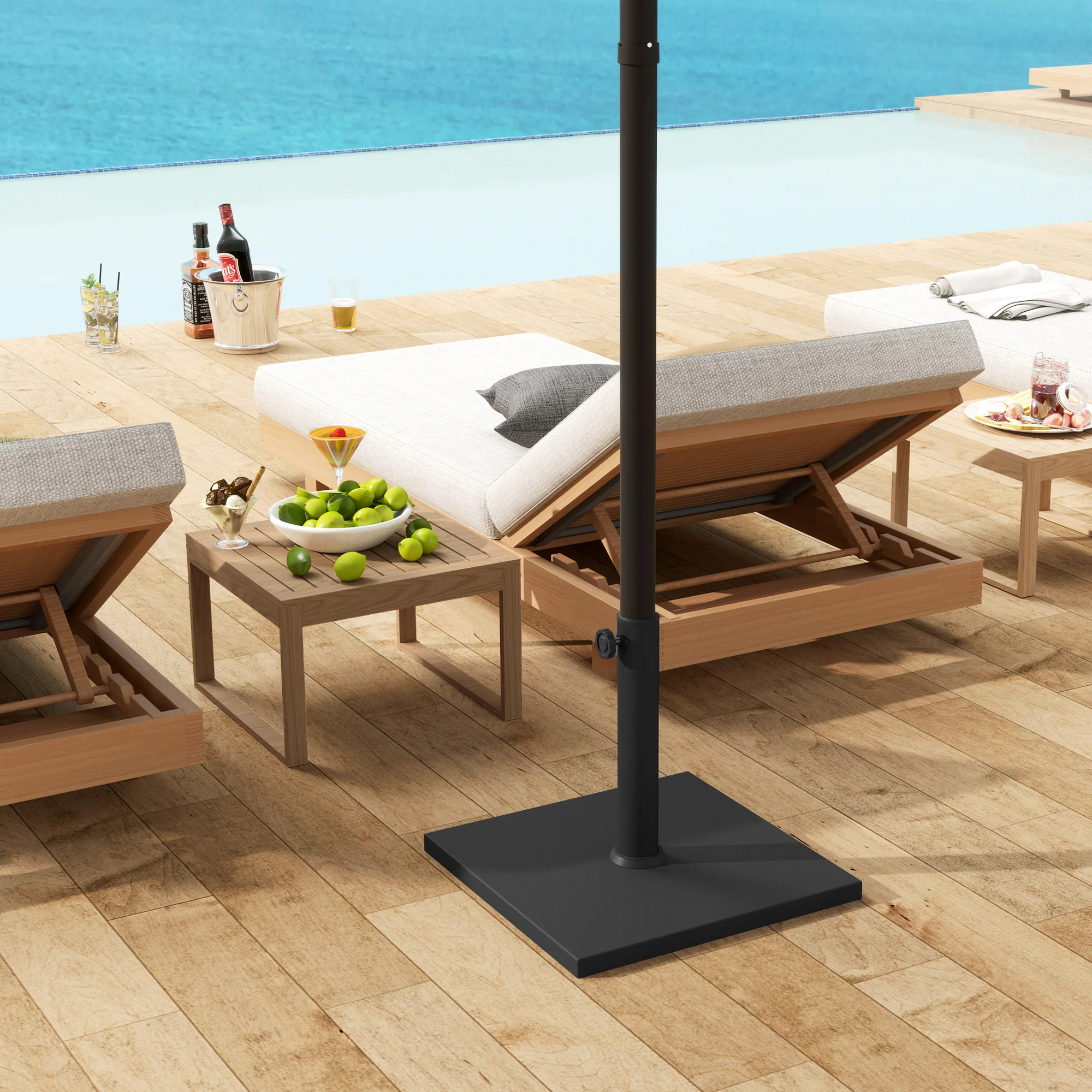 Patio Umbrella Base, 32 lbs Concrete Heavy Duty Umbrella Base, Outdoor Umbrella Stand Patio Umbrella Holder for 1.5"/1.9" Umbrella Poles for Outdoor, Lawn, Poolside, Black - Image 9