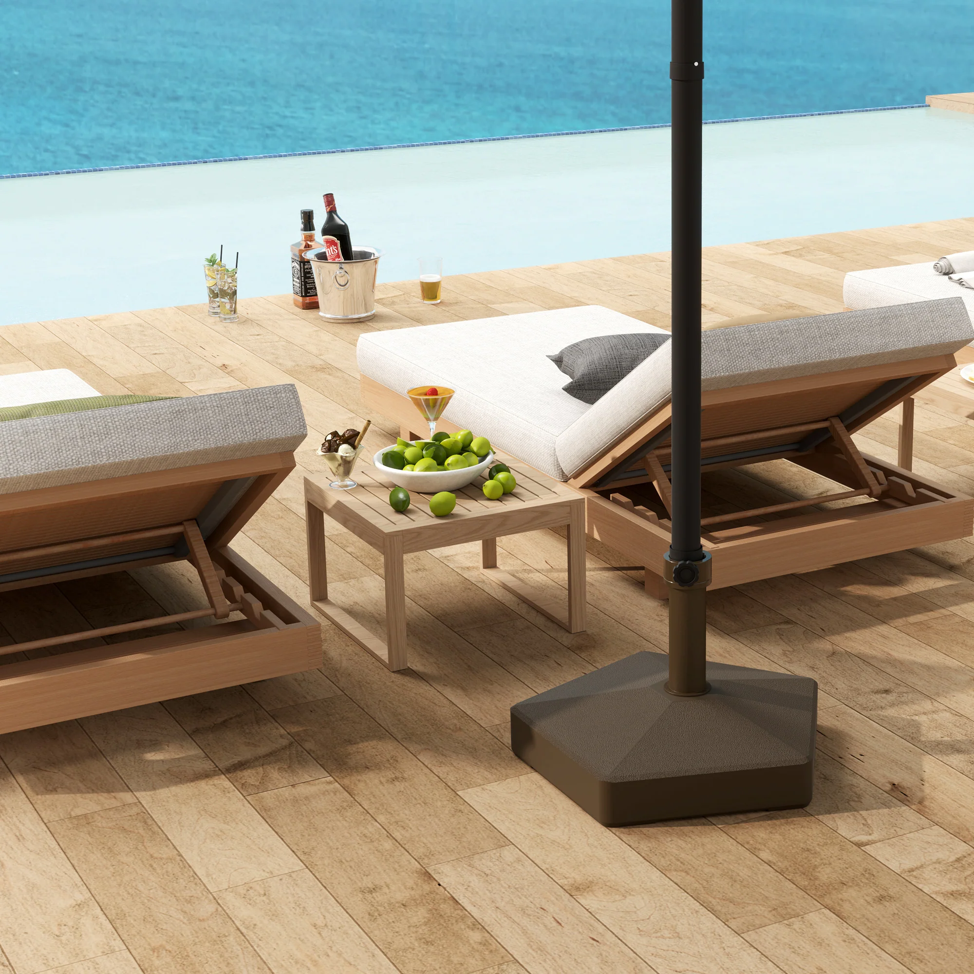 Patio Umbrella Base Holder, Heavy Duty Outdoor Umbrella Stand Base, Filled Up to 42lbs with Stand or 33lbs with Water for Garden, Poolside, Brown - Image 9