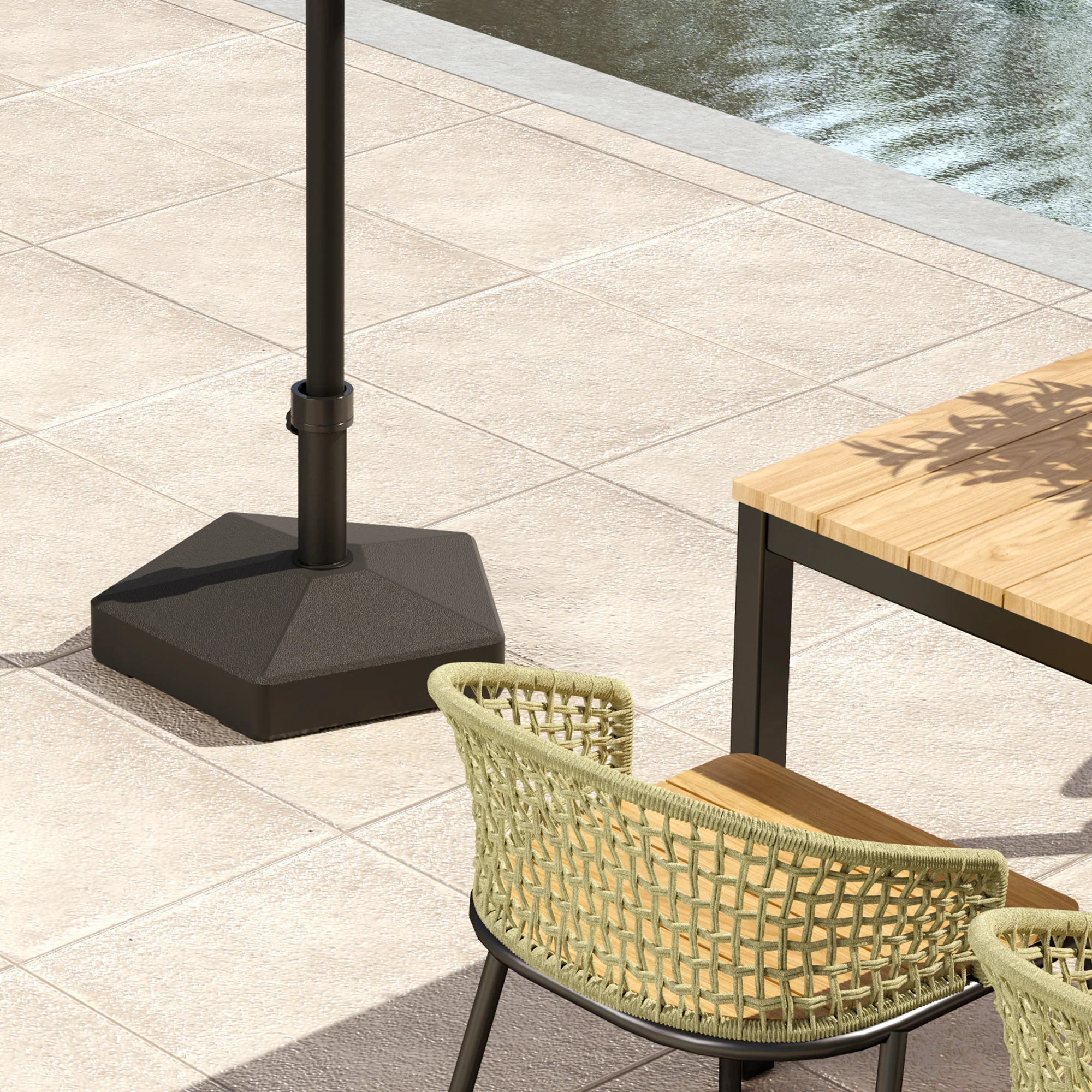 Patio Umbrella Base Holder, Heavy Duty Outdoor Umbrella Stand Base, Filled Up to 42lbs with Stand or 33lbs with Water for Garden, Poolside, Black - Image 11
