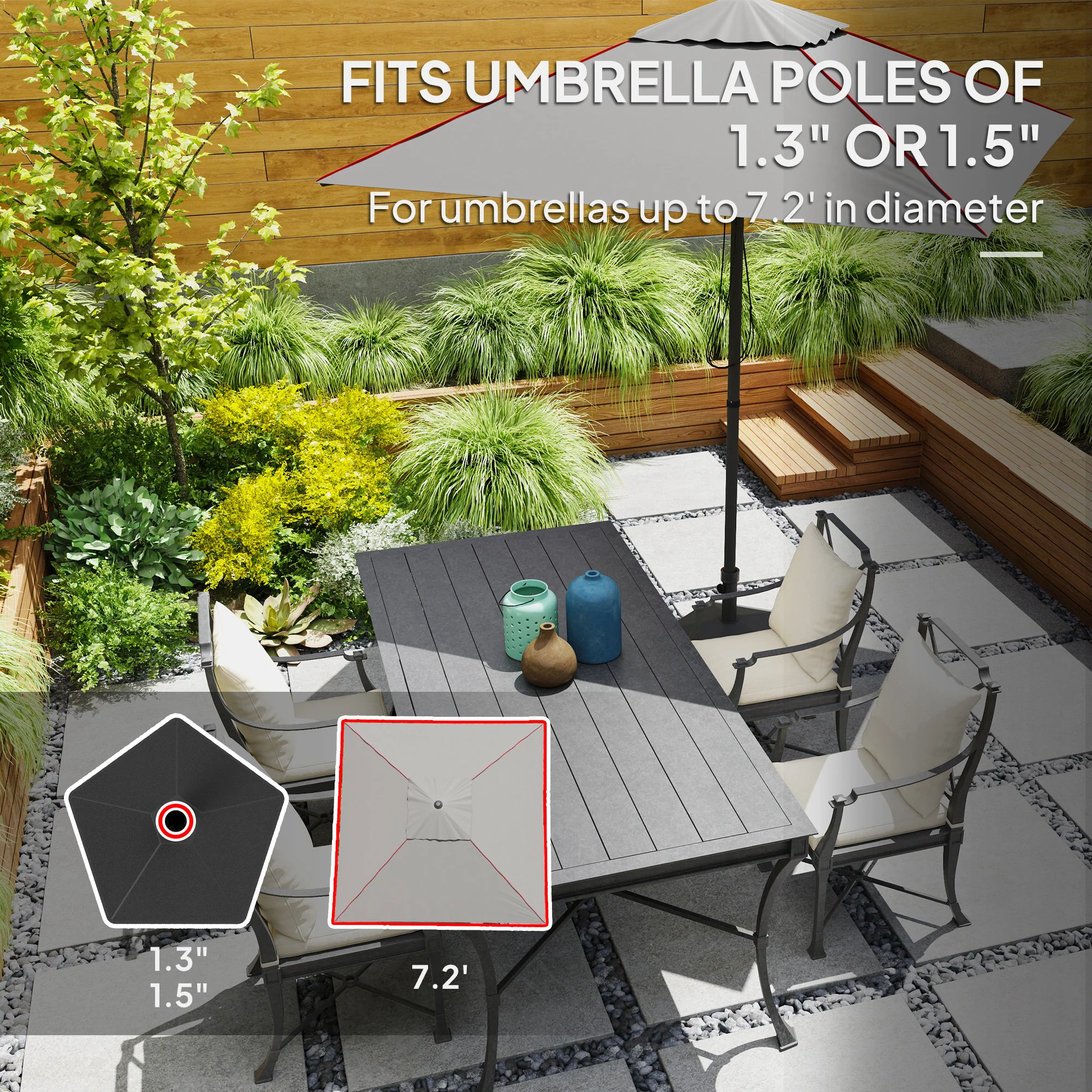 Patio Umbrella Base Holder, Heavy Duty Outdoor Umbrella Stand Base, Filled Up to 42lbs with Stand or 33lbs with Water for Garden, Poolside, Black - Image 7