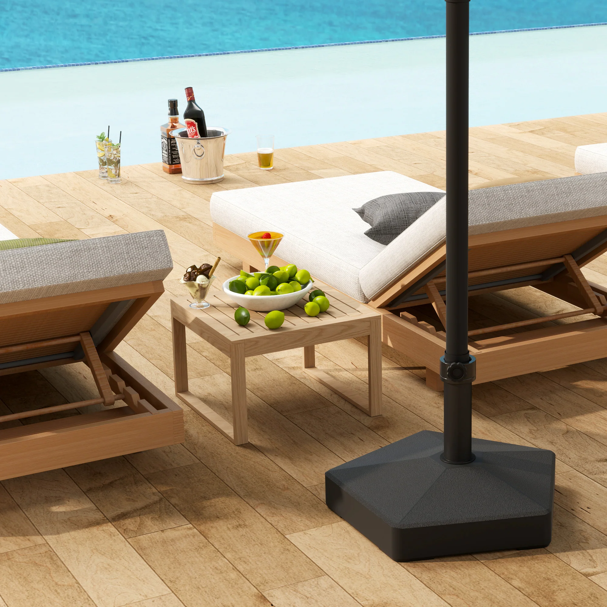 Patio Umbrella Base Holder, Heavy Duty Outdoor Umbrella Stand Base, Filled Up to 42lbs with Stand or 33lbs with Water for Garden, Poolside, Black - Image 9