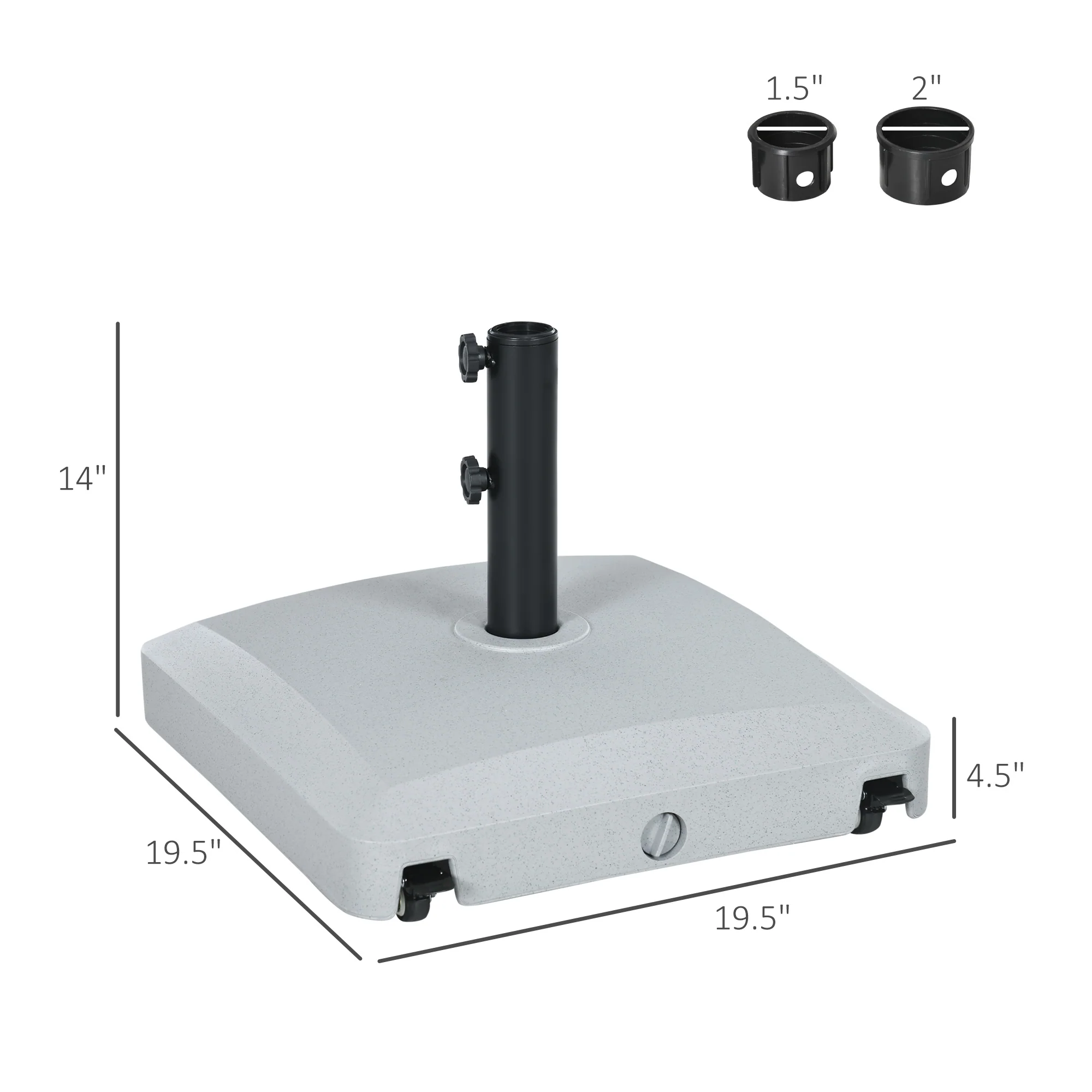 Patio Umbrella Base with Wheels 53lbs Water or 66lbs Sand Filled Gray - Image 5
