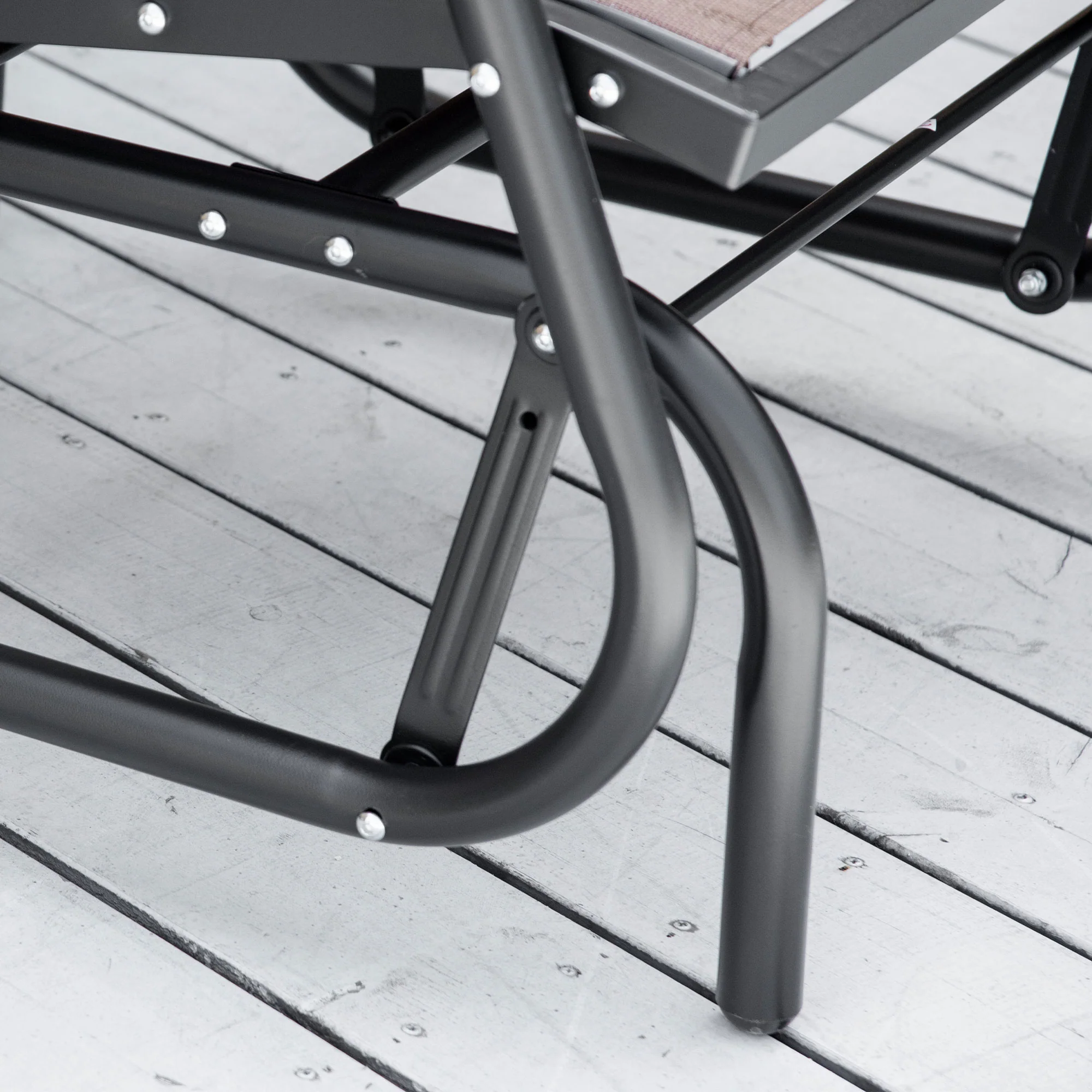 Steel Frame Swing Glider Chair with Breathable Mesh & Curved Armrests, Brown - Image 11