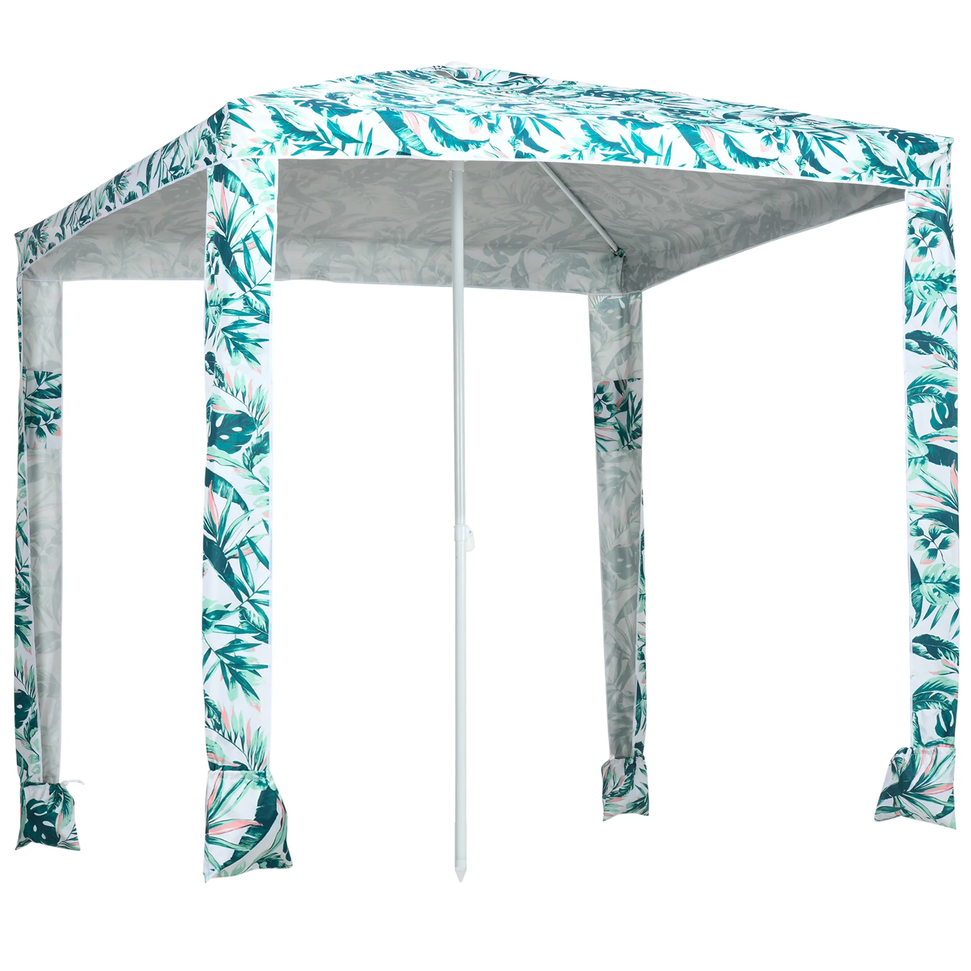6.5' UV50+ Beach Canopy with Sandbags, Easy Assembly Sun Shelter in Green Coconut Palm - Image 12