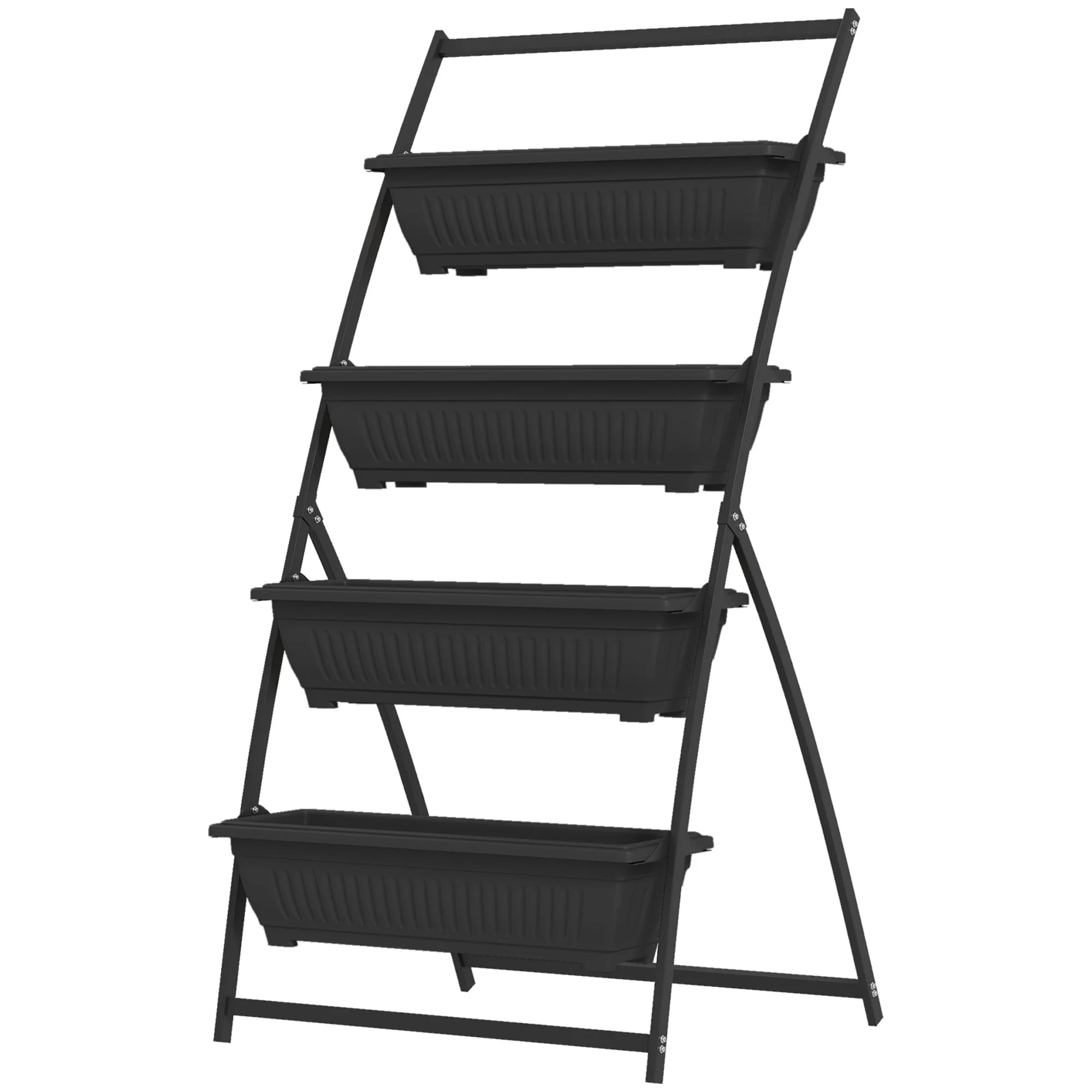 Raised Garden Bed, 4 Tier Vertical Garden Planter Set, 4 Outdoor Planter Boxes with Stand, Self Draining Design Elevated Garden for Vegetable, Flowers & Herbs, Black - Image 12