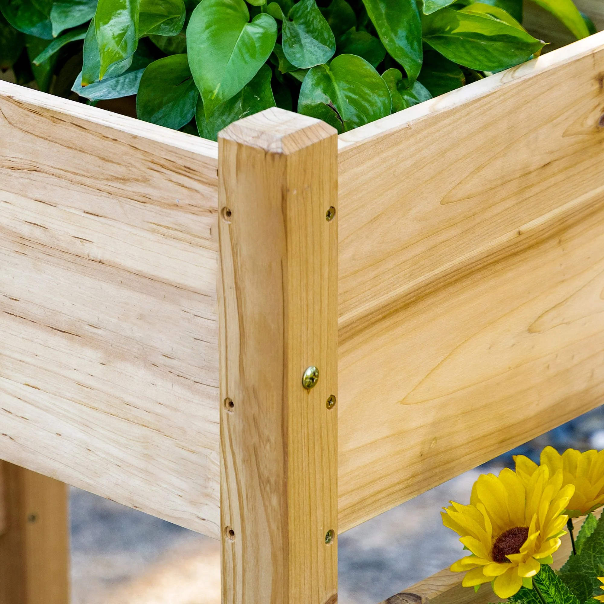 3-Tier Wooden Raised Garden Bed with 3 Planter Boxes for Herbs, Flowers, 73x18x32'', Natural - Image 11