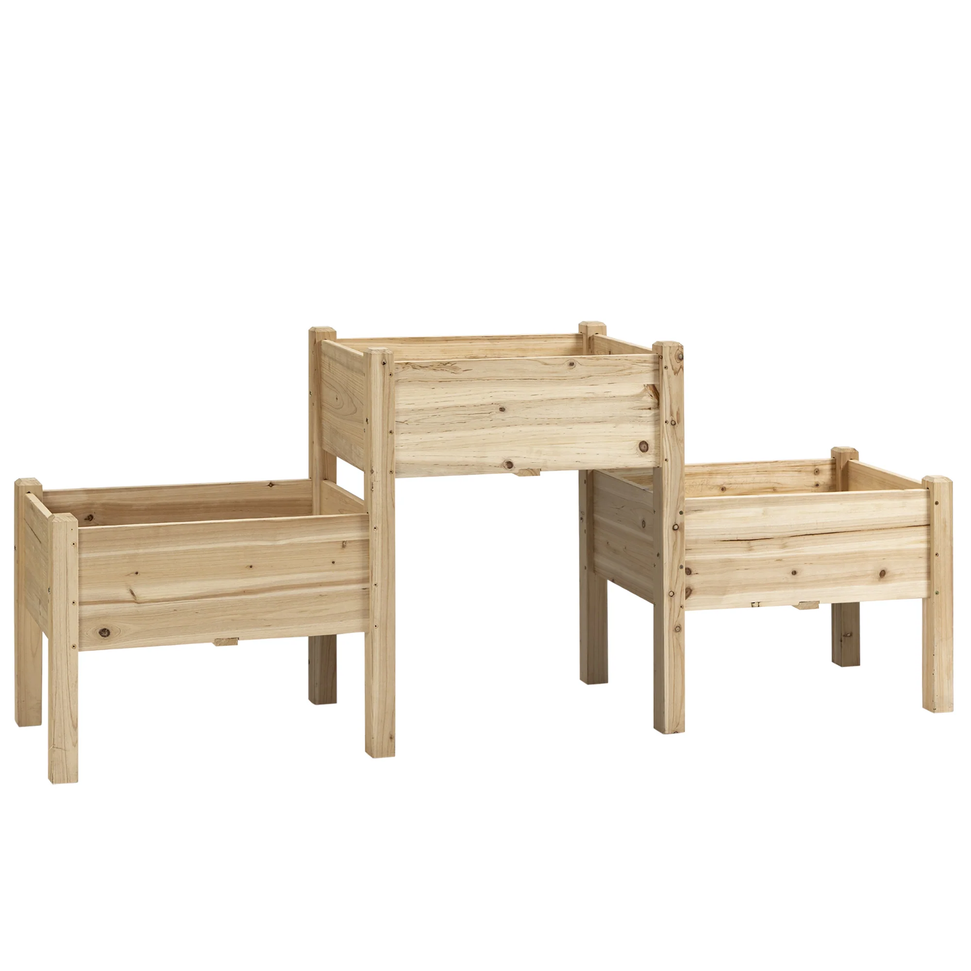 3-Tier Wooden Raised Garden Bed with 3 Planter Boxes for Herbs, Flowers, 73x18x32'', Natural - Image 12