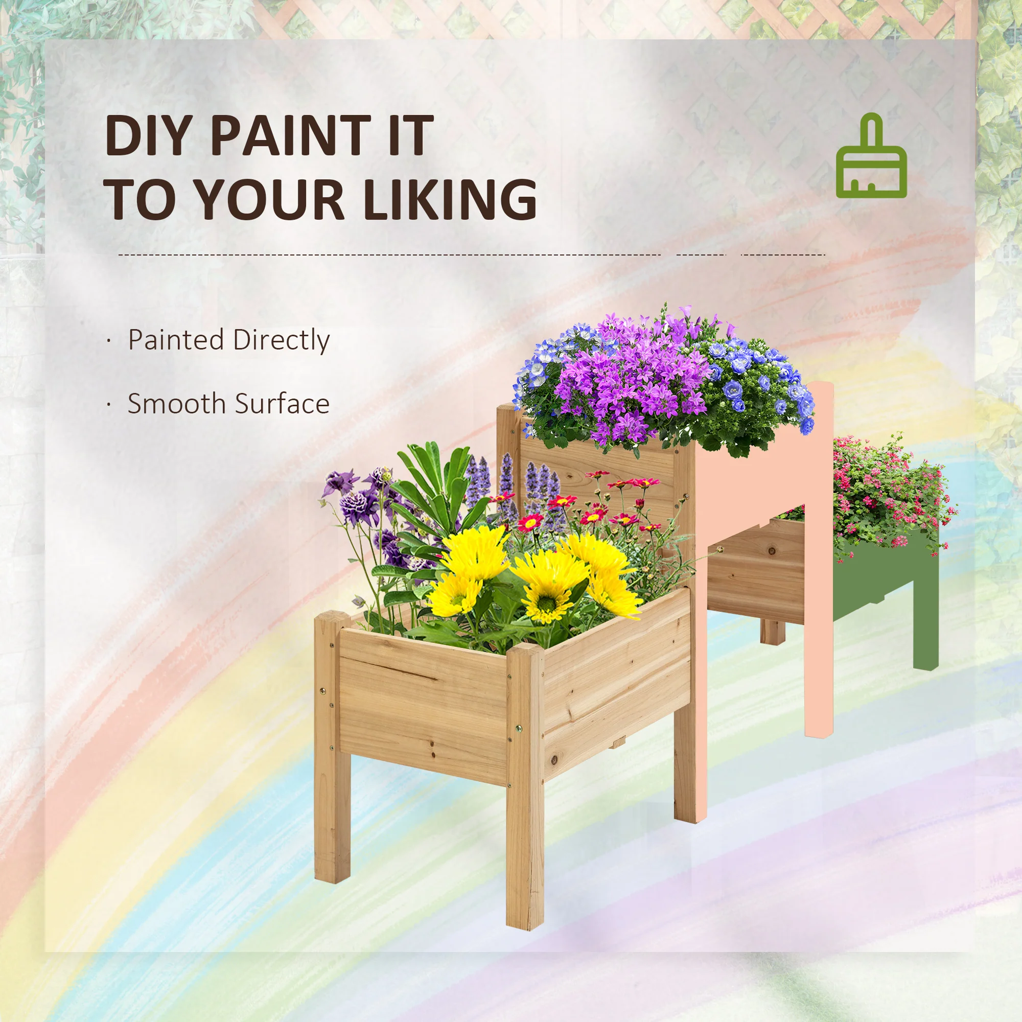 3-Tier Wooden Raised Garden Bed with 3 Planter Boxes for Herbs, Flowers, 73x18x32'', Natural - Image 7