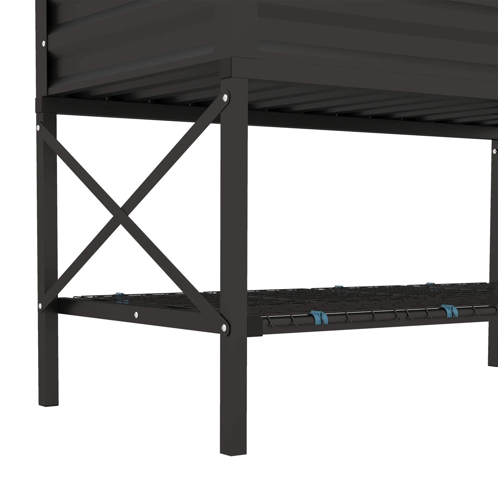 Galvanized Steel Raised Garden Bed, Planter Box with Storage Shelf & Bed Liner, Black - Image 11