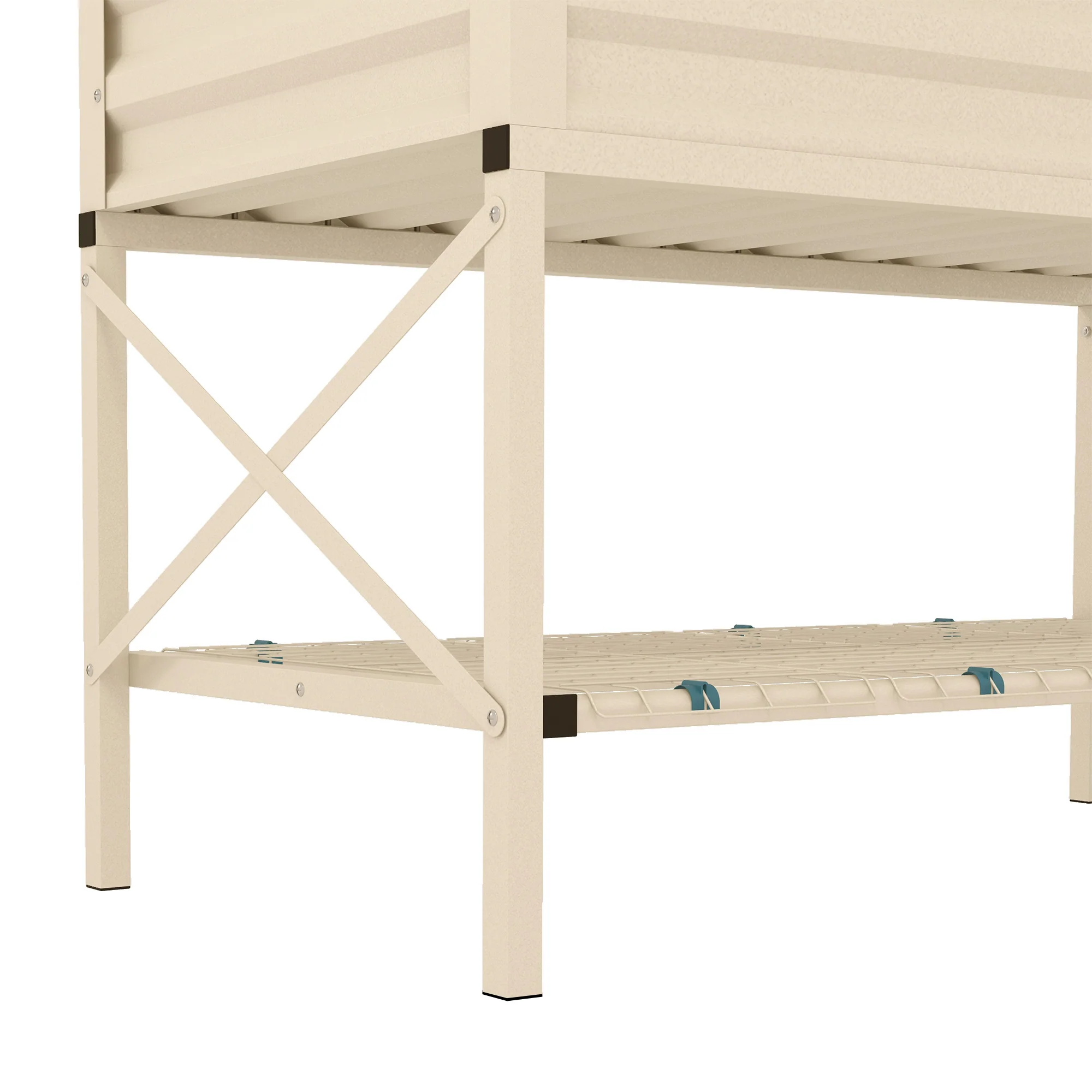 Galvanized Steel Raised Garden Bed, Planter Box with Storage Shelf & Bed Liner, Cream - Image 11