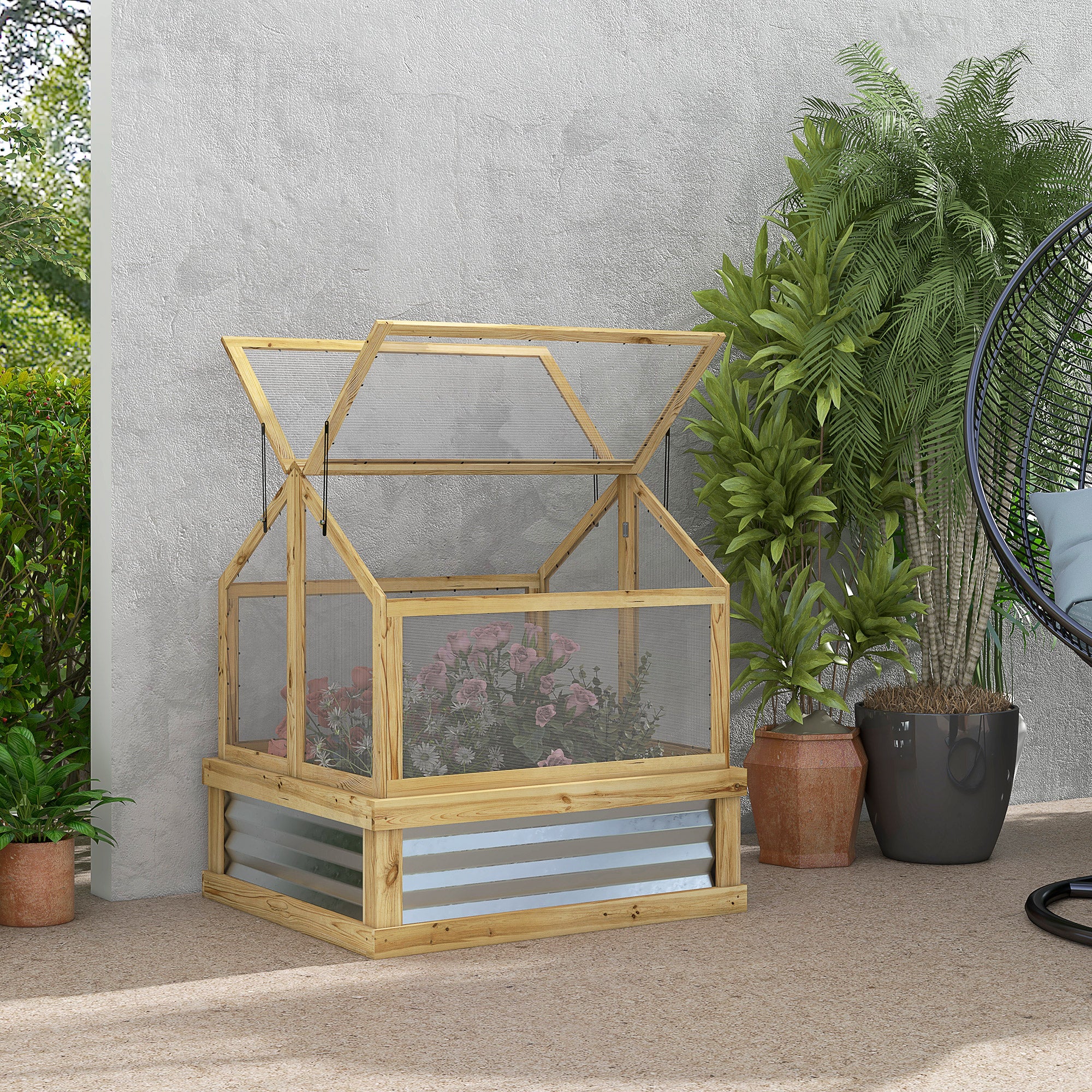 NookGrow Peak Garden Bed with Planter Protection, 35.5" x 31.5" x 36", Natural - Image 12