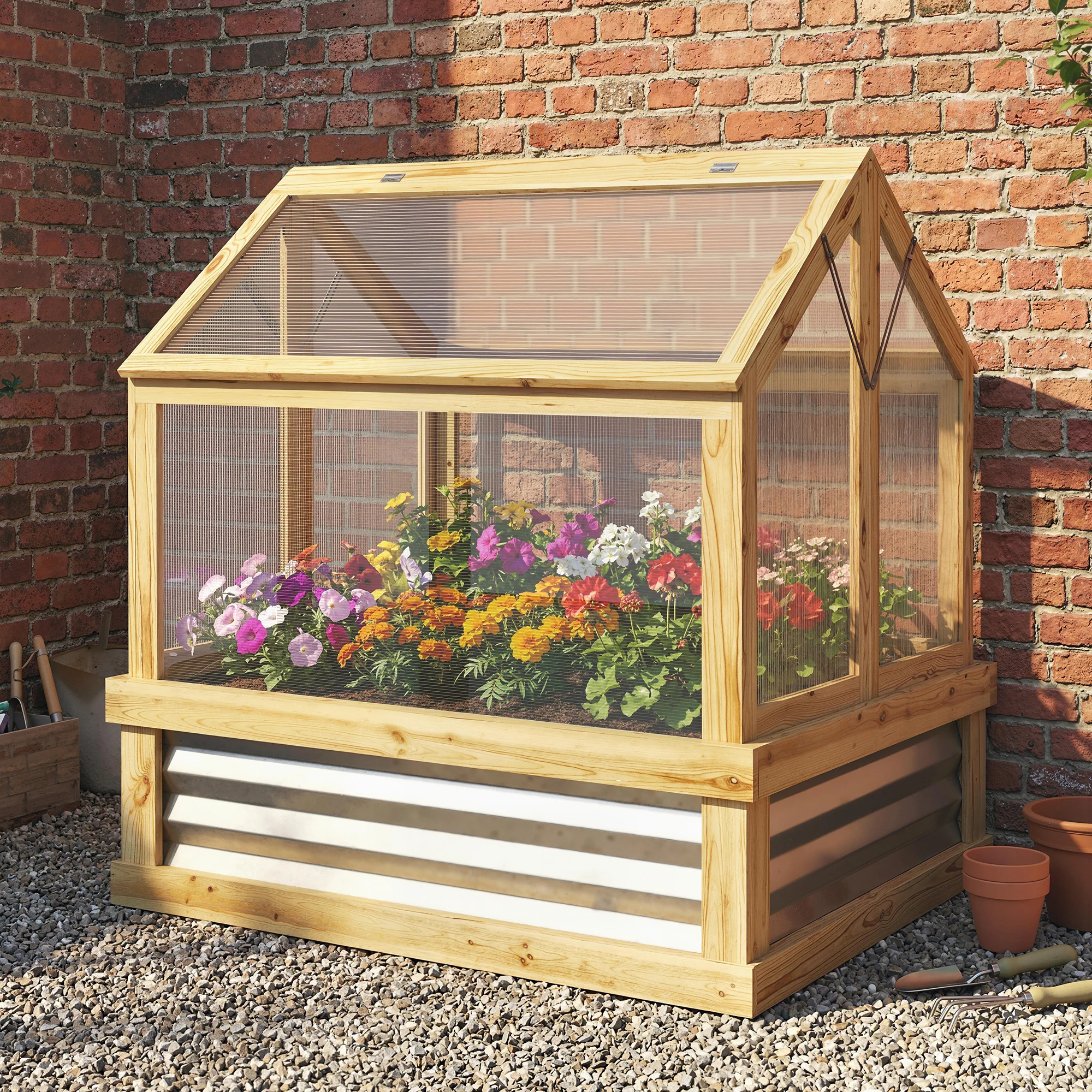 NookGrow Peak Garden Bed with Planter Protection, 35.5" x 31.5" x 36", Natural - Image 4