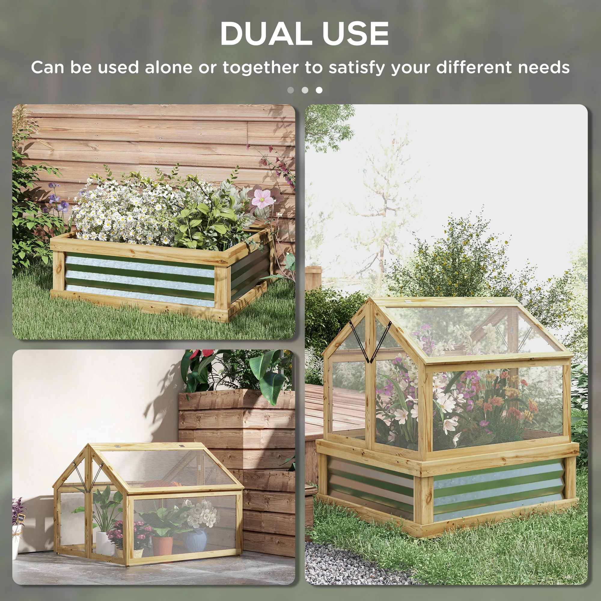 NookGrow Peak Garden Bed with Planter Protection, 35.5" x 31.5" x 36", Natural - Image 6