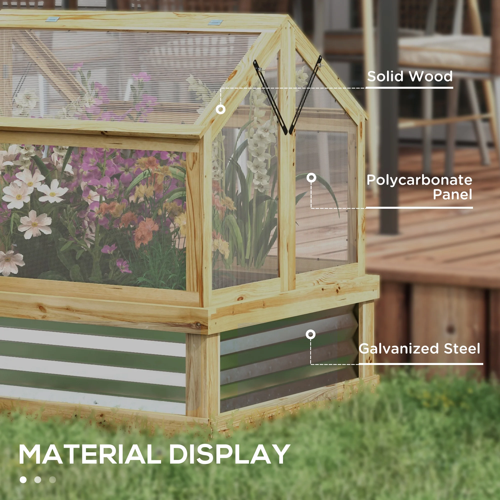 NookGrow Peak Garden Bed with Planter Protection, 35.5" x 31.5" x 36", Natural - Image 8