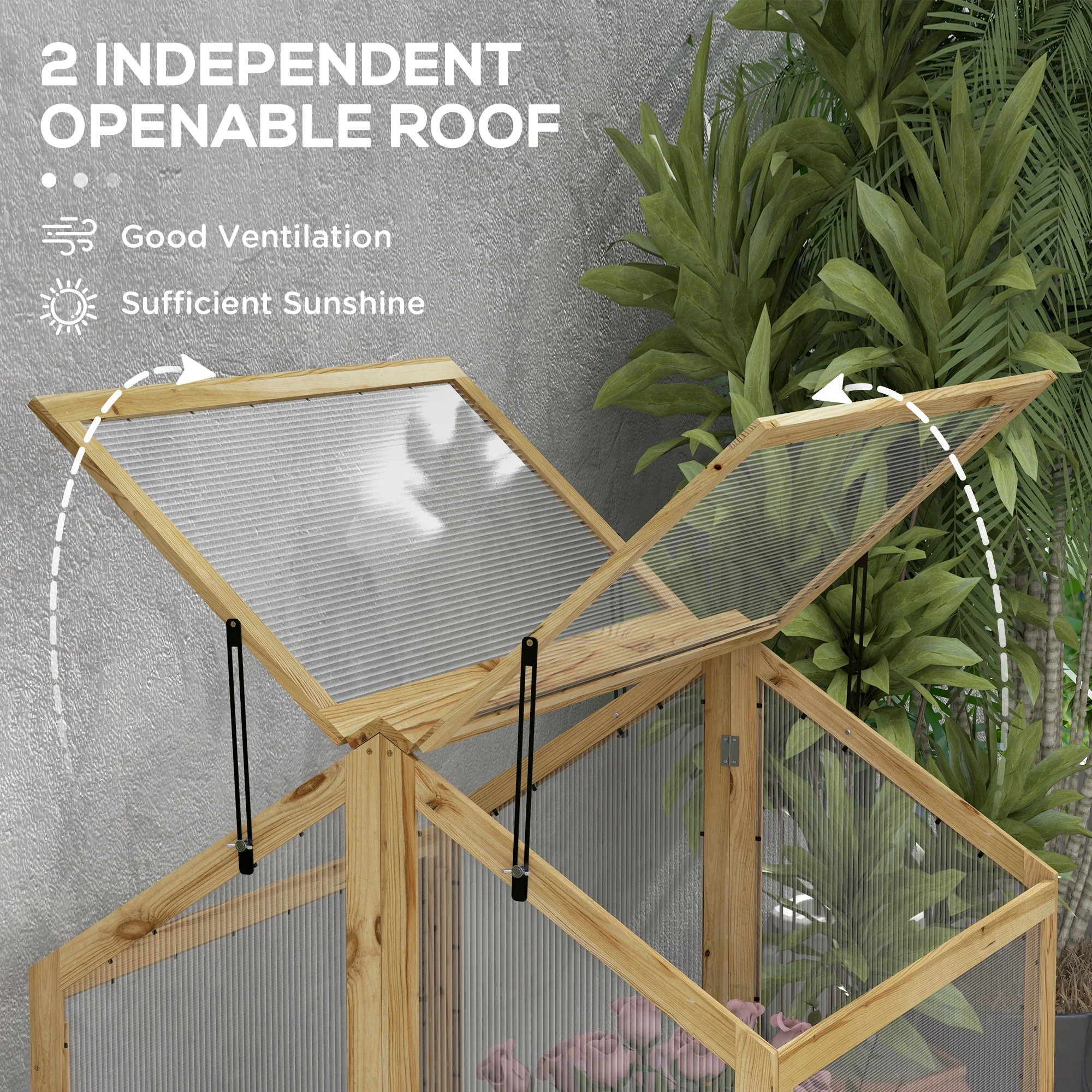 NookGrow Peak Garden Bed with Planter Protection, 35.5" x 31.5" x 36", Natural - Image 9