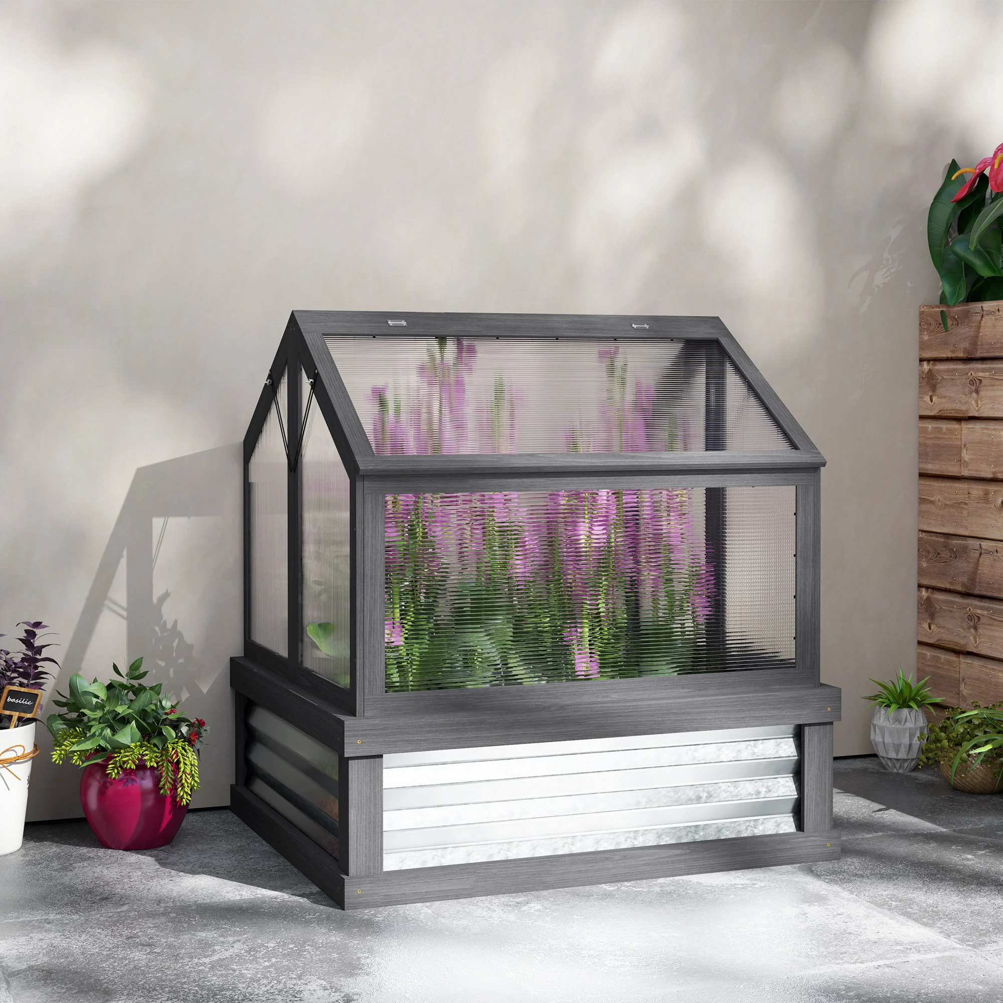 NookGrow Peak Garden Bed with Planter Protection, 35.5" x 31.5" x 36", Gray - Image 11