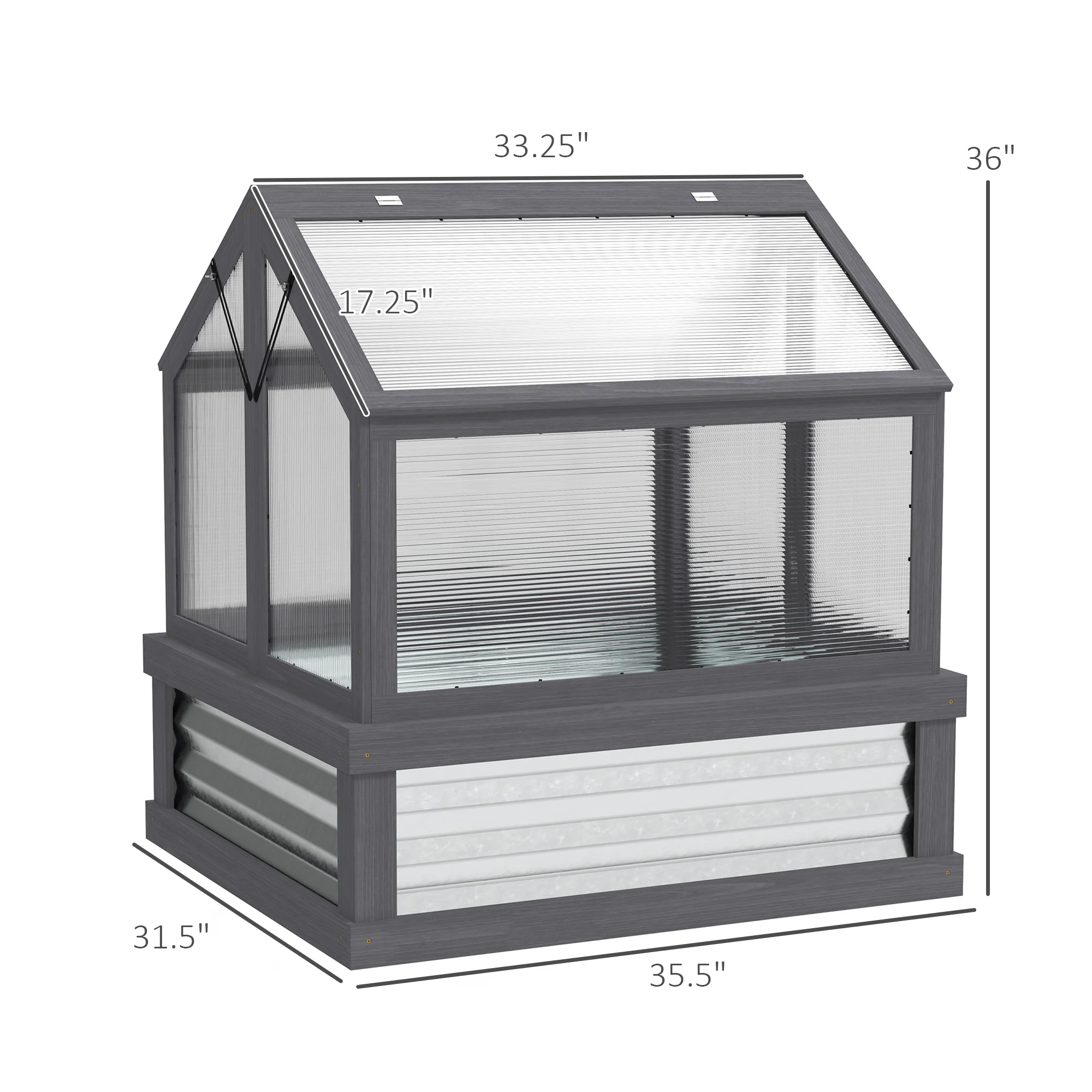 NookGrow Peak Garden Bed with Planter Protection, 35.5" x 31.5" x 36", Gray - Image 5