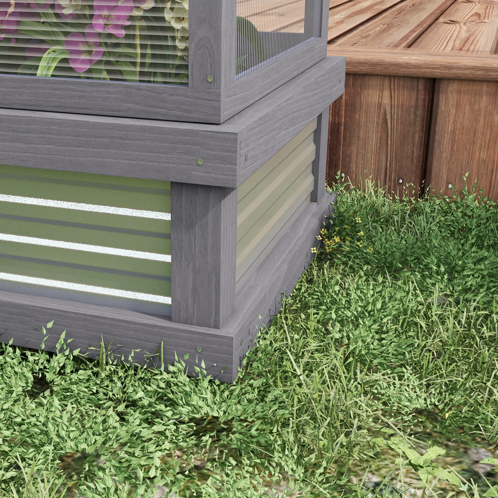 NookGrow Extend Garden Bed with Greenhouse, 48" x 24" x 32", Gray - Image 11