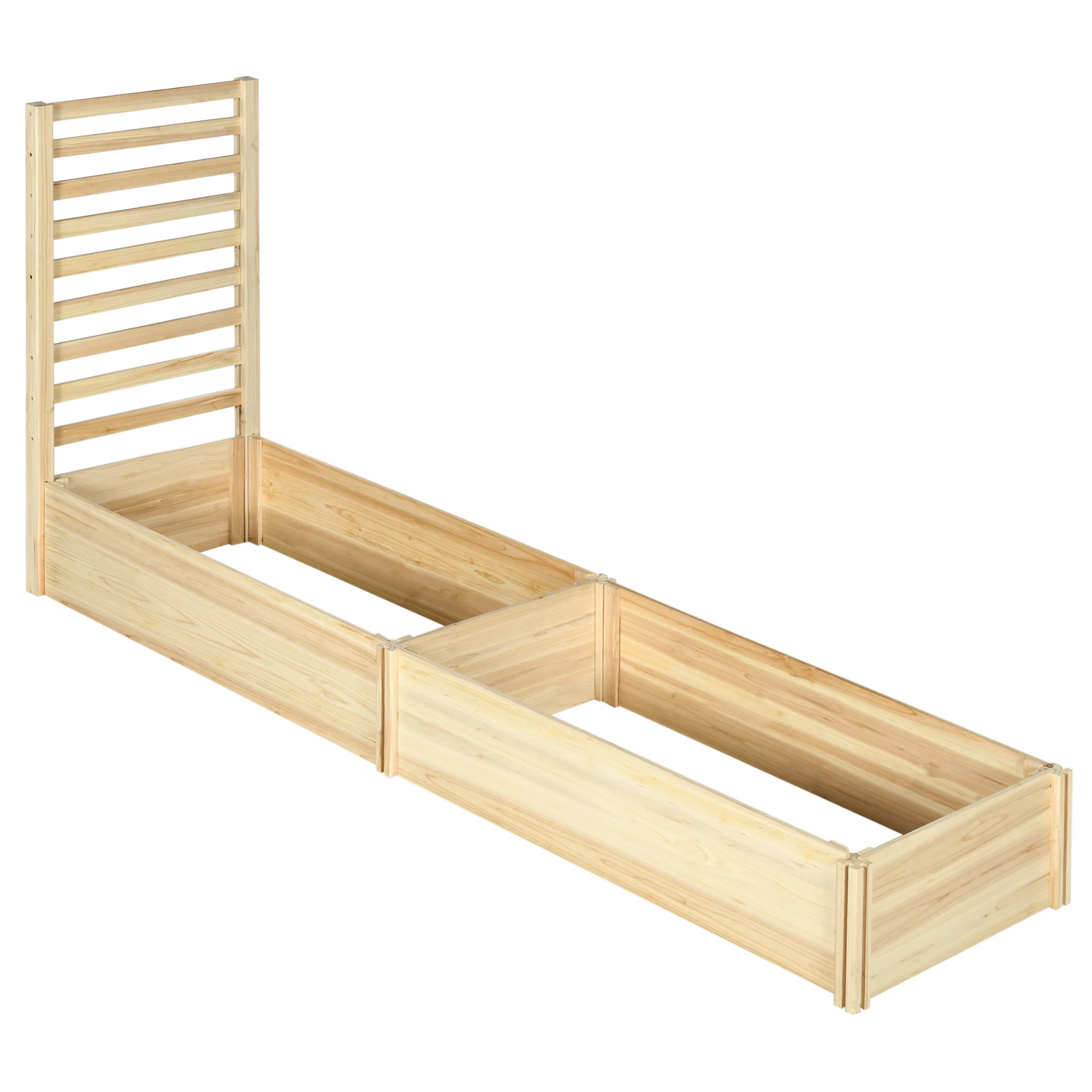 Raised Garden Bed with Trellis and 2 Compartments, 43 Inch Wooden Planter Box Kit for Outdoor Plants, Vegetables, Flowers, Herbs Climbing, Easy Assembly, Natural Tone - Image 12