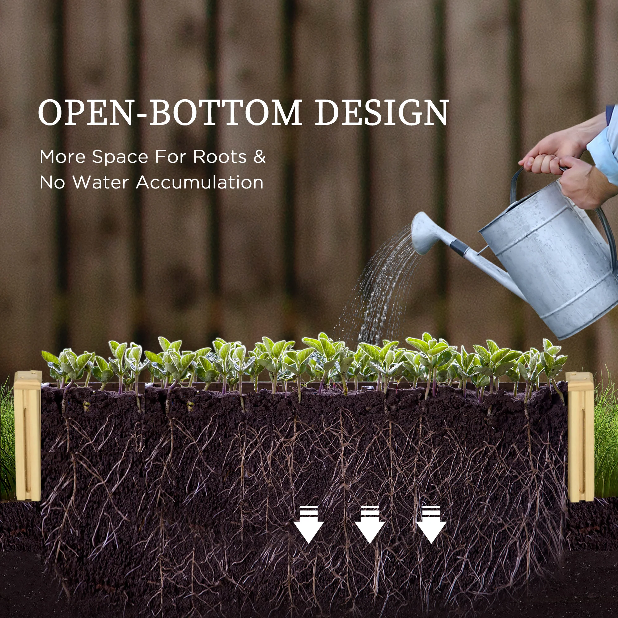 Raised Garden Bed with Trellis and 2 Compartments, 43 Inch Wooden Planter Box Kit for Outdoor Plants, Vegetables, Flowers, Herbs Climbing, Easy Assembly, Natural Tone - Image 8