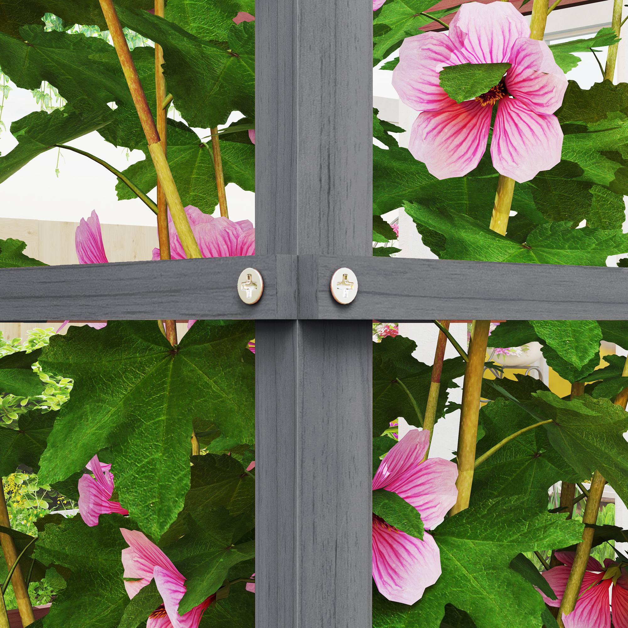 Raised Garden Bed with Trellis, Wooden Planter Box with Galvanized Steel Sides, Raised Flower Bed for Climbing Plants, Flowers, Fruits and Vegetables, Gray - Image 11