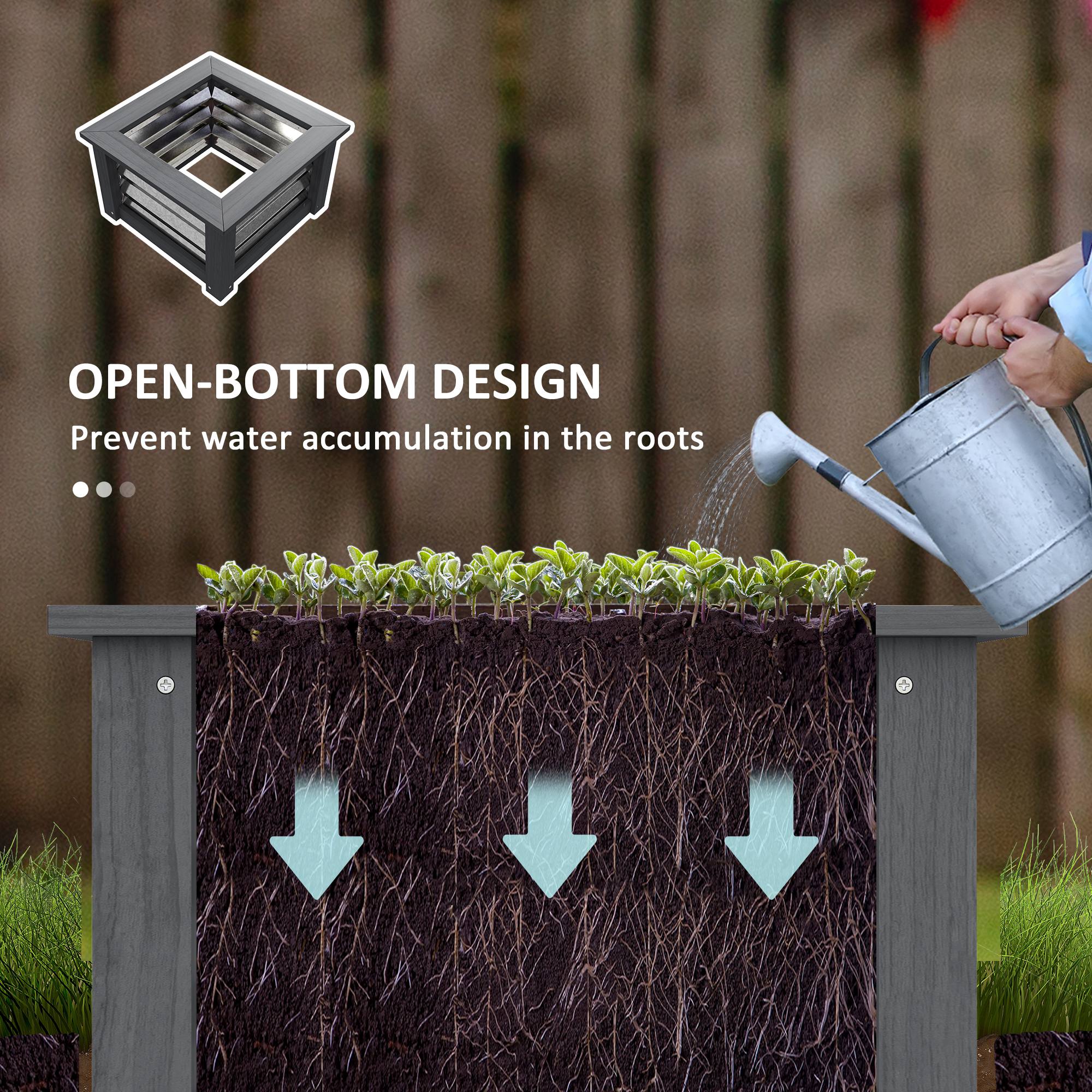 Raised Garden Bed with Trellis, Wooden Planter Box with Galvanized Steel Sides, Raised Flower Bed for Climbing Plants, Flowers, Fruits and Vegetables, Gray - Image 9