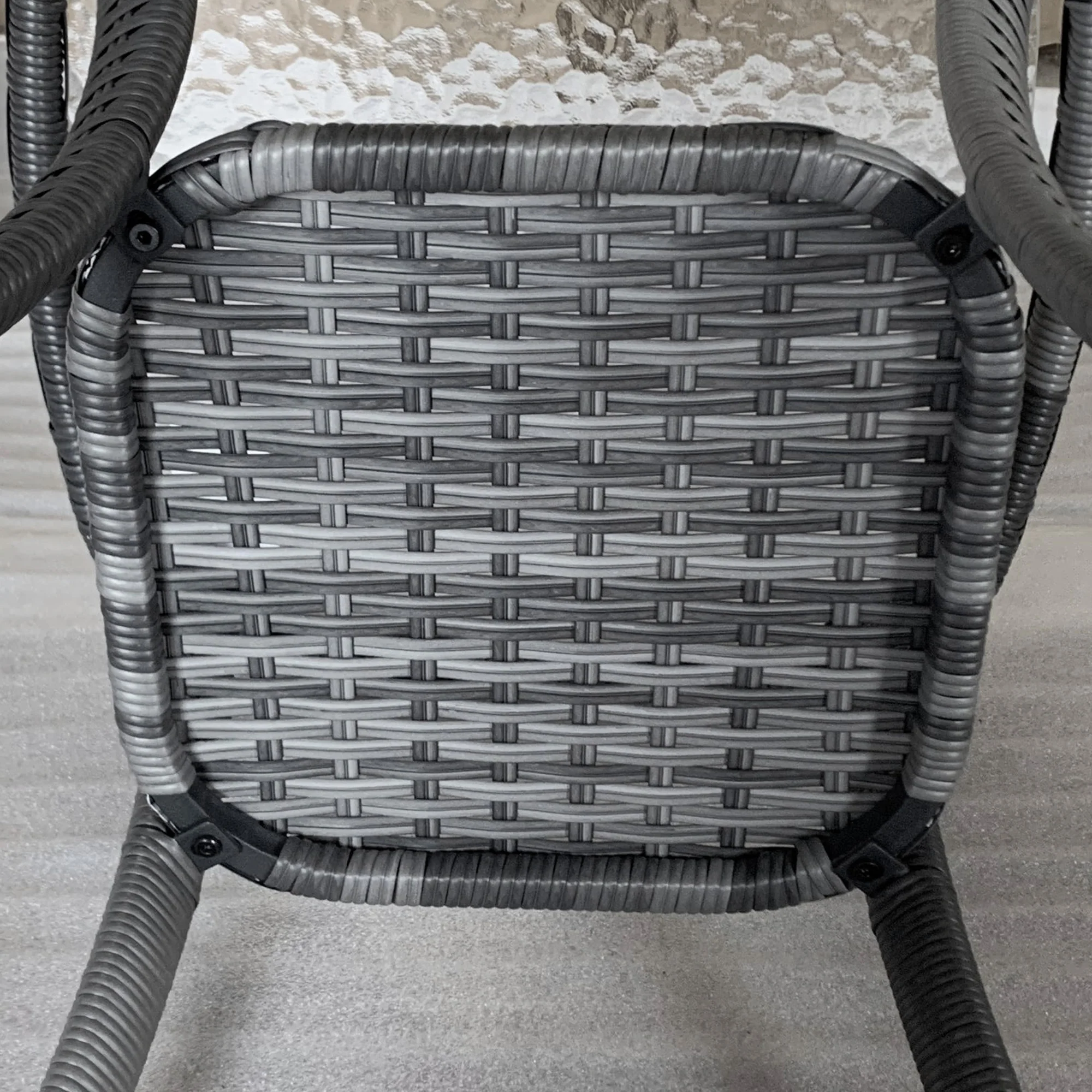 Rattan Coffee Table with Storage Shelf, Wicker Side Table with Glass Top, Mix Gray - Image 10