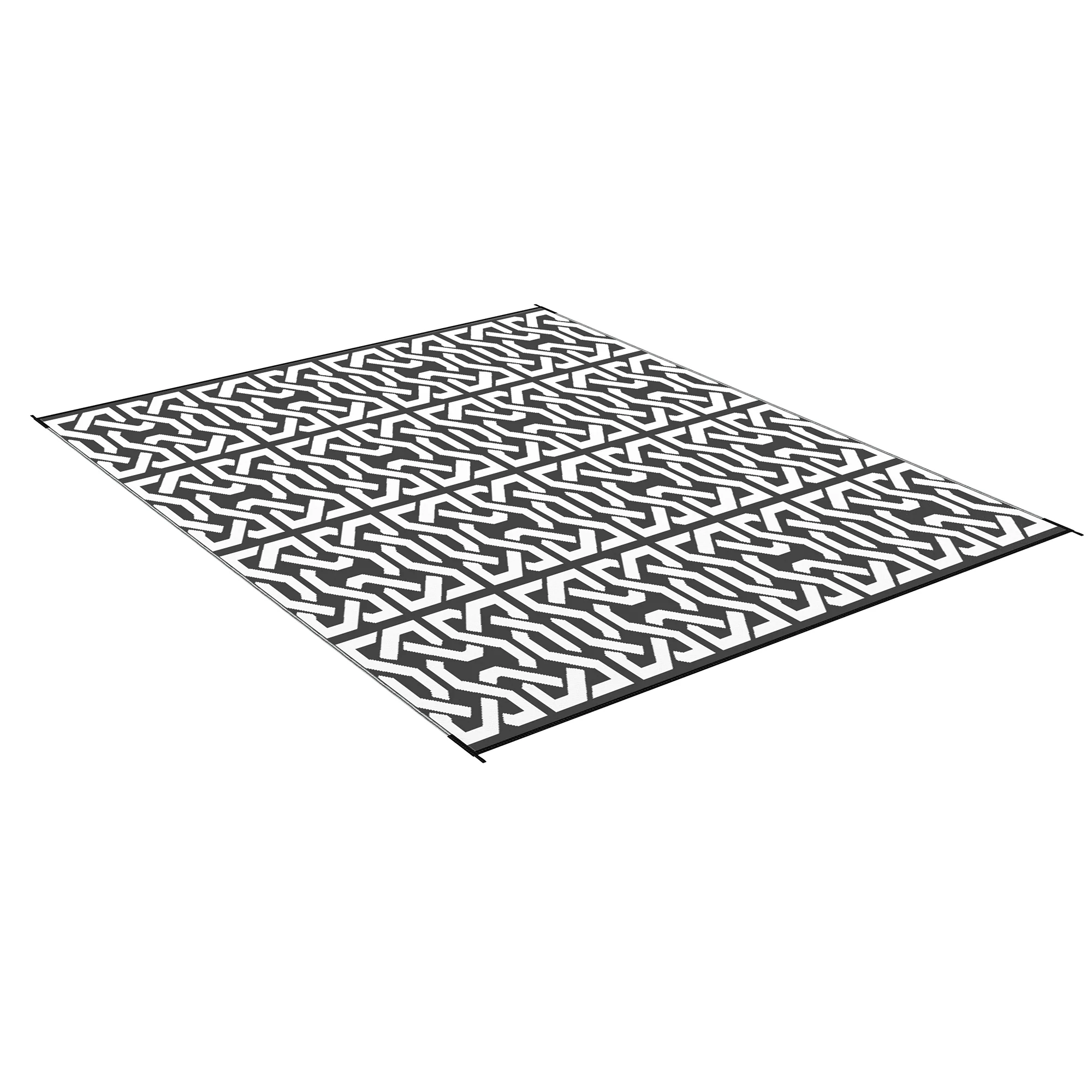 8' x 10' Reversible Outdoor Rug for RV & Camping with Carry Bag, Black & White - Image 2