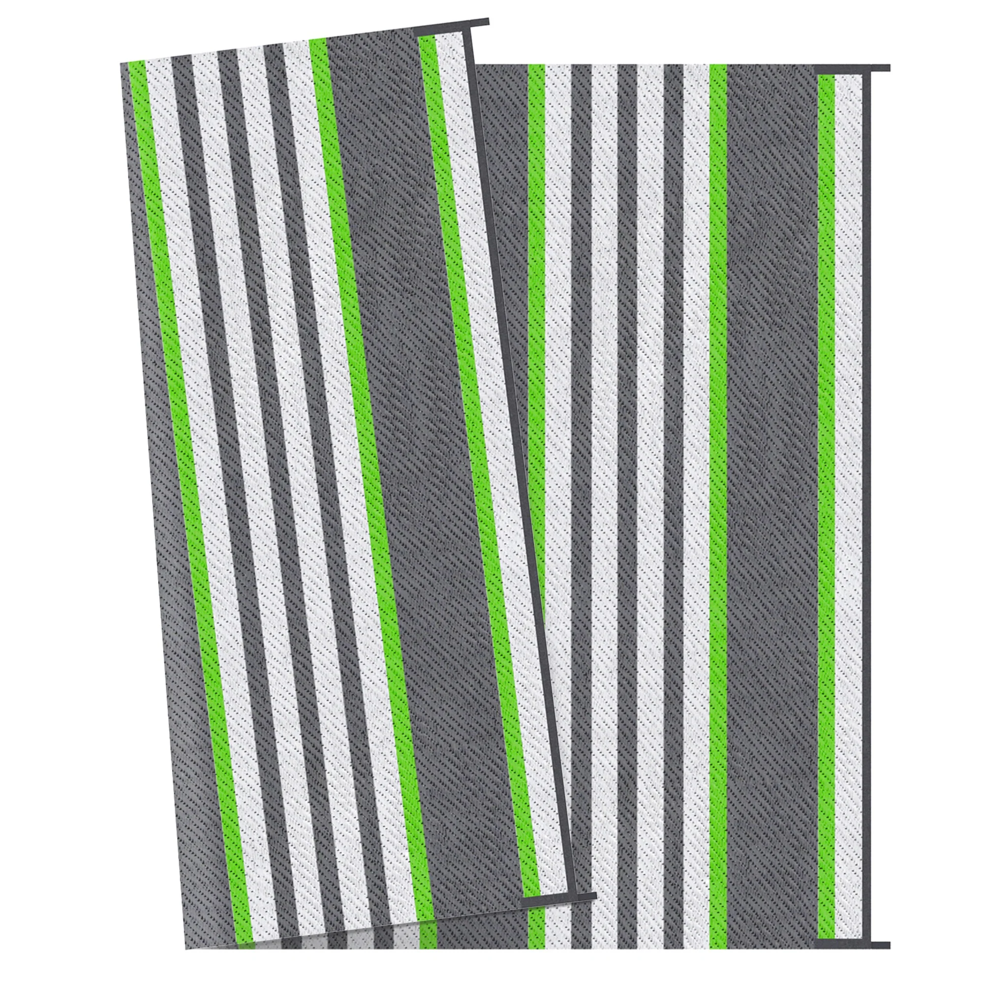 9' x12' Waterproof Outdoor Rug, Portable RV Camping & Beach Mat in Green & Gray Stripes - Image 11
