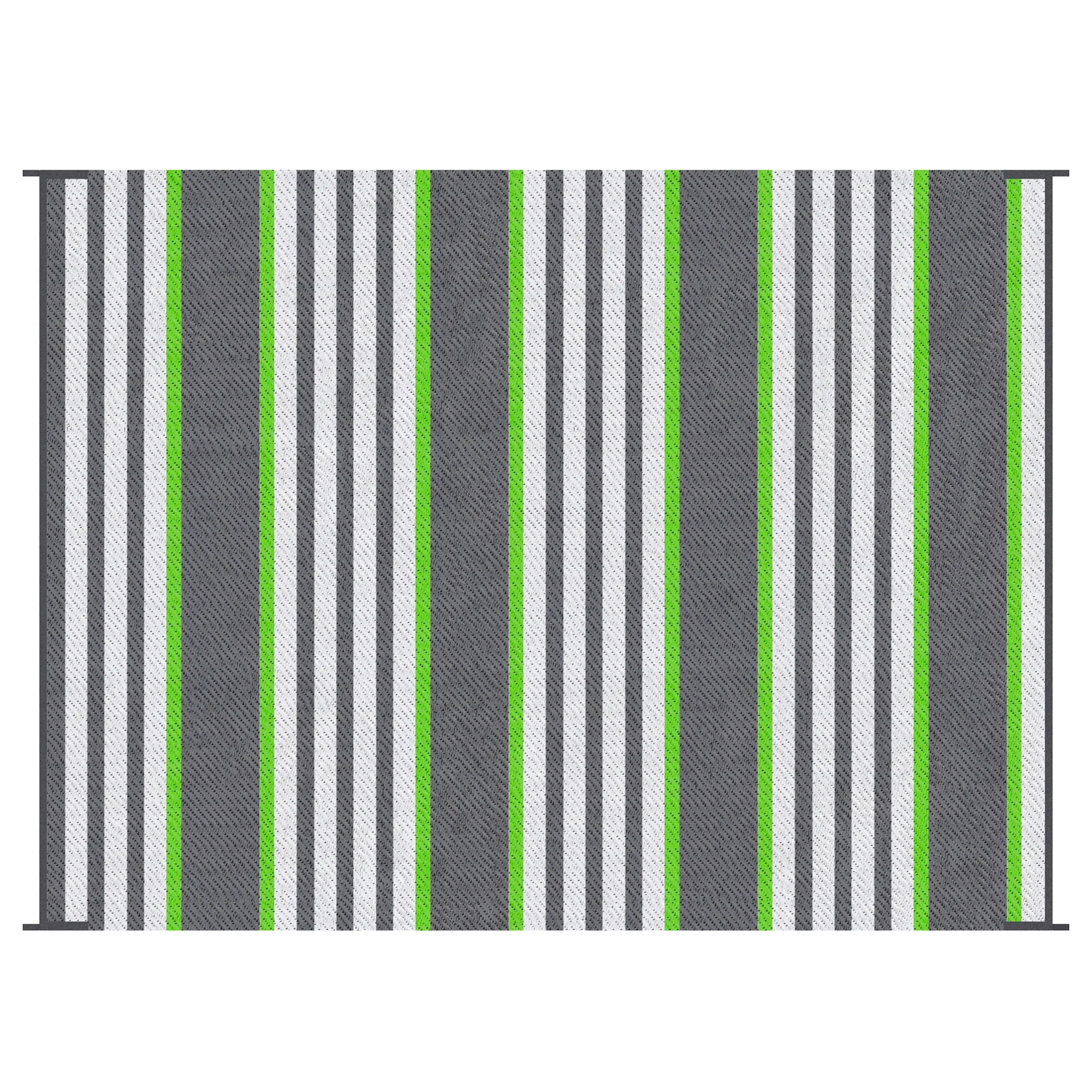 9' x12' Waterproof Outdoor Rug, Portable RV Camping & Beach Mat in Green & Gray Stripes - Image 12