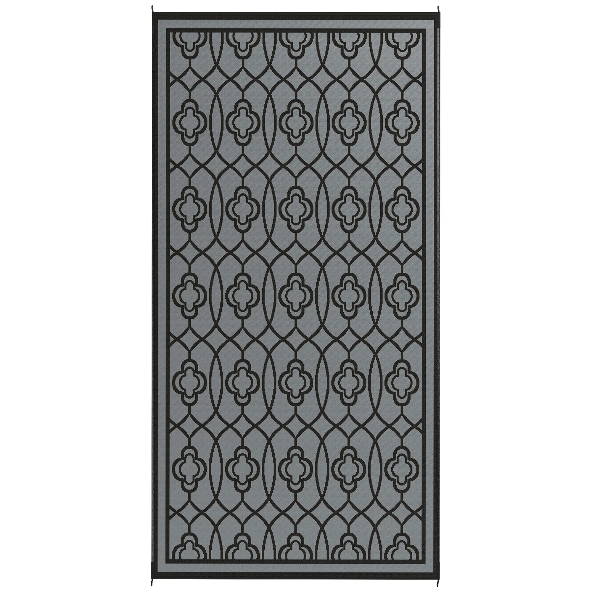 9' x 18' Reversible Waterproof Outdoor Rug Black & Gray - Image 12