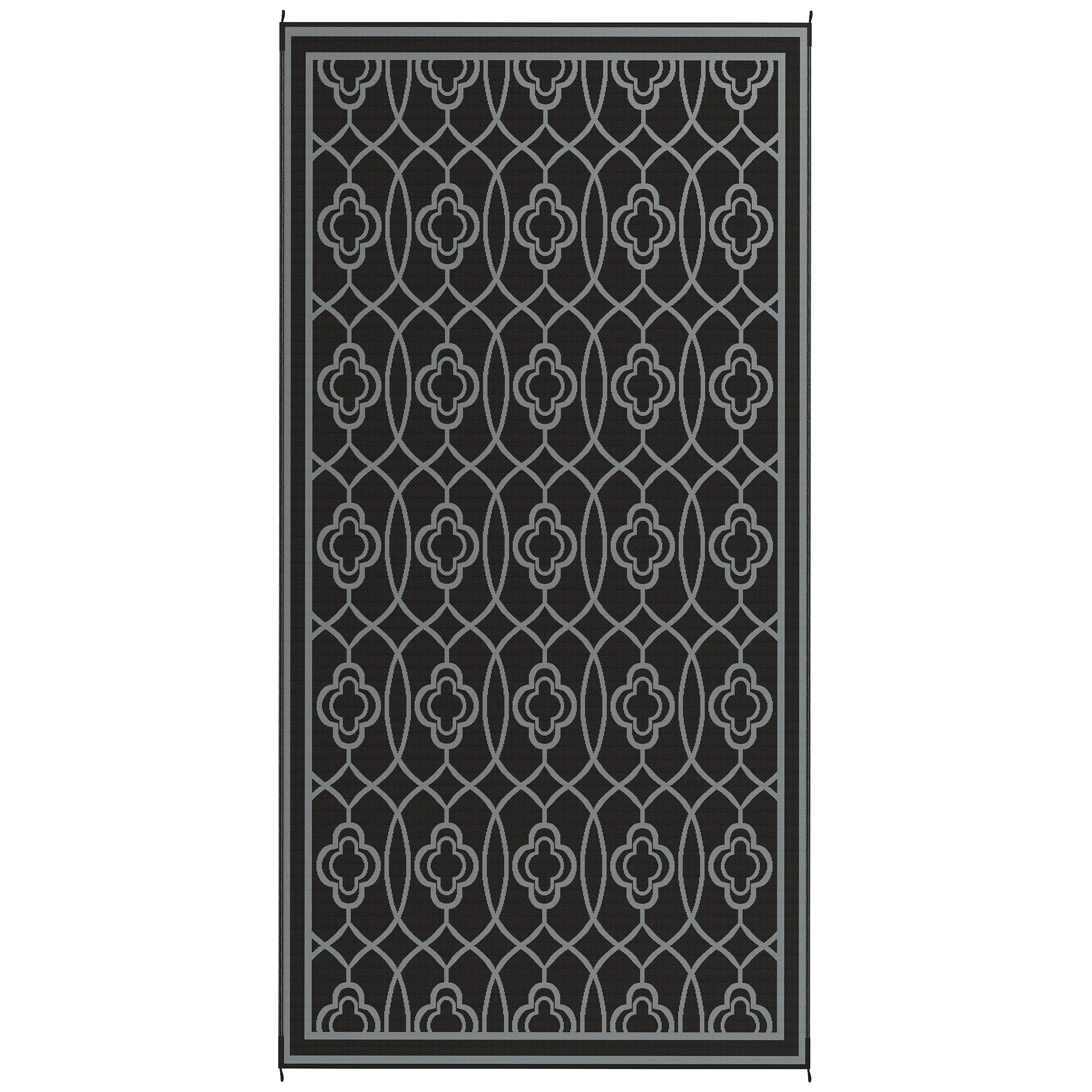 9' x 18' Reversible Waterproof Outdoor Rug Black & Gray - Image 2