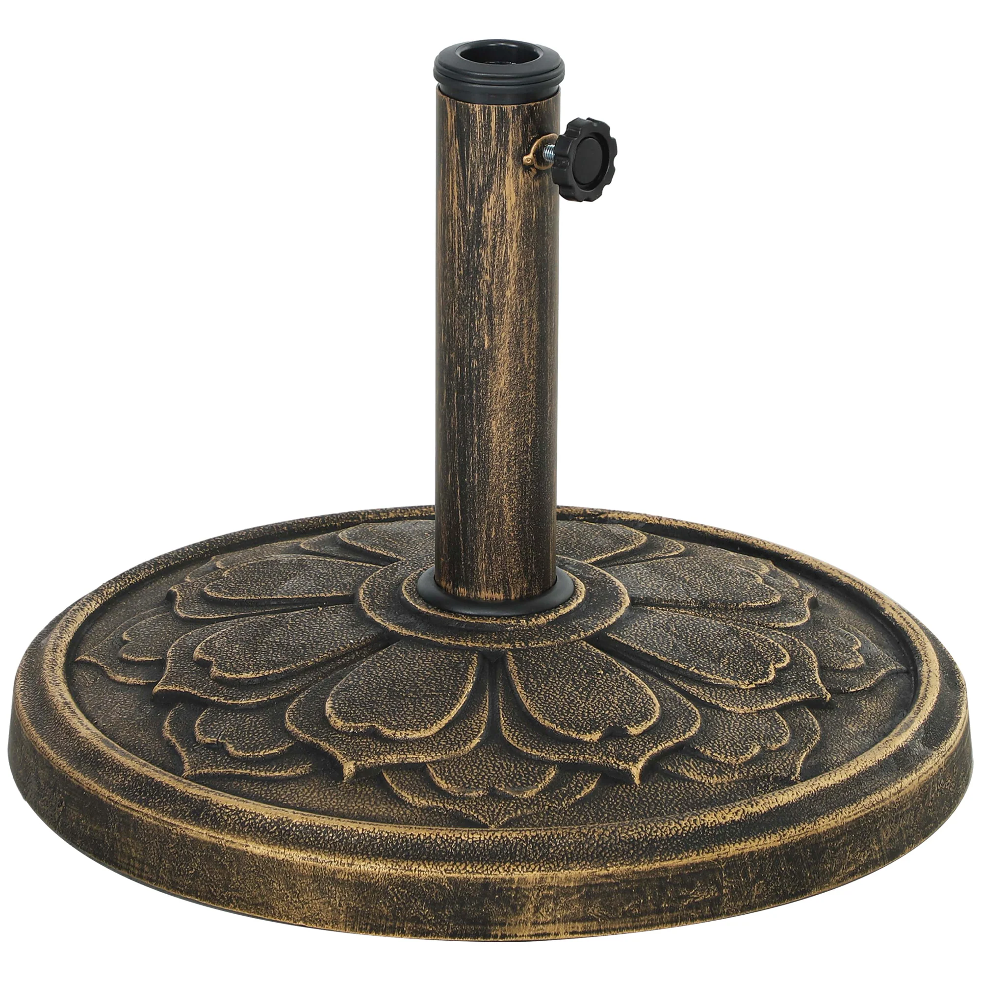 Round Patio Umbrella Base, 26 lbs Resin Outdoor Umbrella Stand Base, Patio Umbrella Stand for 1.3"/1.5"/1.9" Umbrella Poles for Outdoor, Lawn, Poolside, Bronze - Image 12