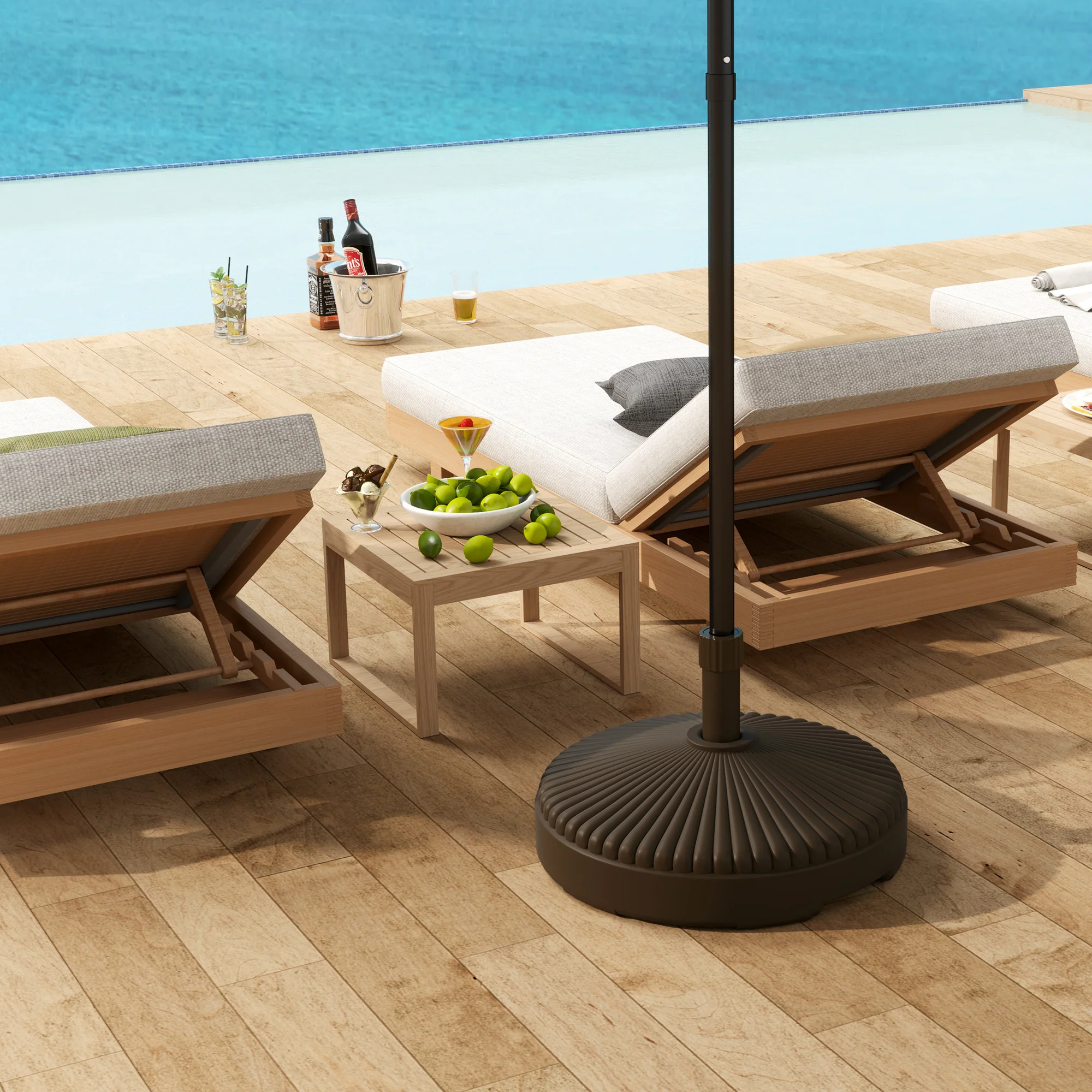 Round Patio Umbrella Base Holder, Heavy Duty Outdoor Umbrella Stand Base, Filled Up to 62lbs with Stand or 51lbs with Water for Garden, Poolside, Brown - Image 9