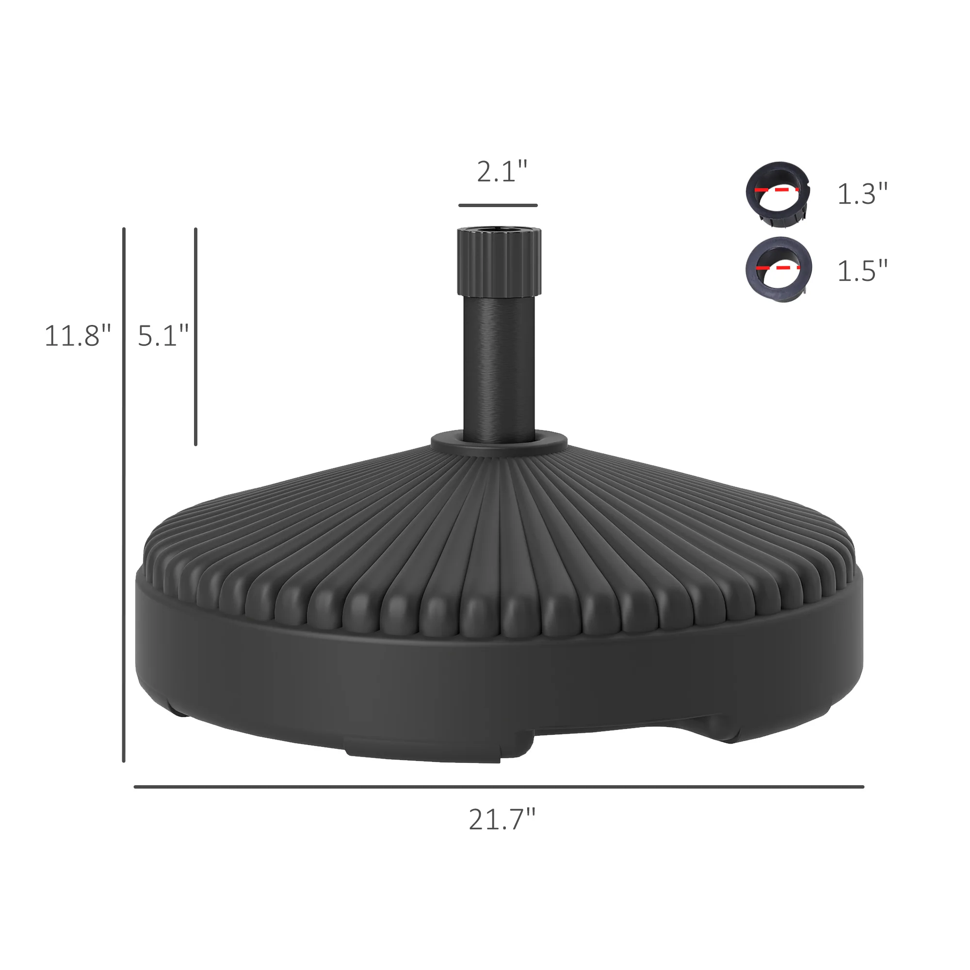 Round Patio Umbrella Base Holder, Heavy Duty Outdoor Umbrella Stand Base, Filled Up to 62lbs with Stand or 51lbs with Water for Garden, Poolside, Black - Image 5