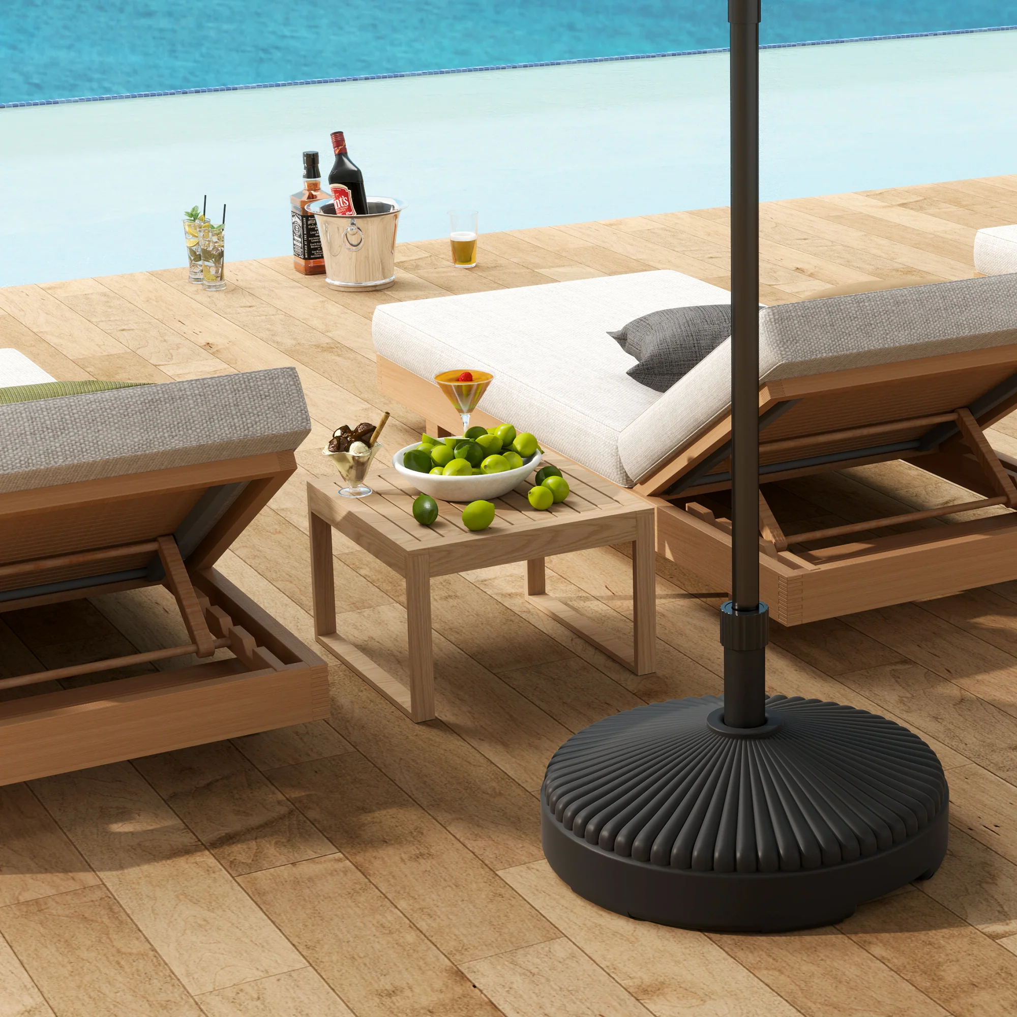 Round Patio Umbrella Base Holder, Heavy Duty Outdoor Umbrella Stand Base, Filled Up to 62lbs with Stand or 51lbs with Water for Garden, Poolside, Black - Image 9
