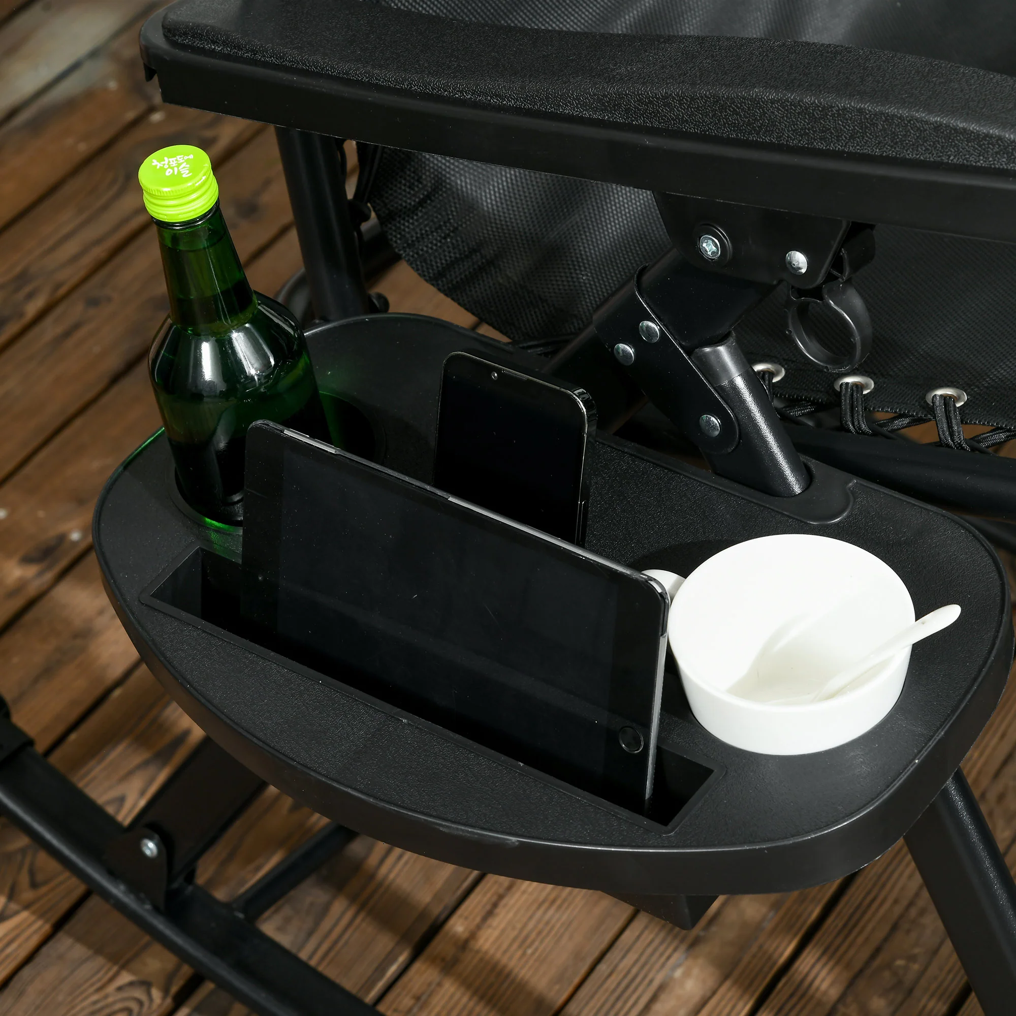 Set of 2 Foldable Zero Gravity Reclining Rocking Lounge Chair with Pillow, Black - Image 11