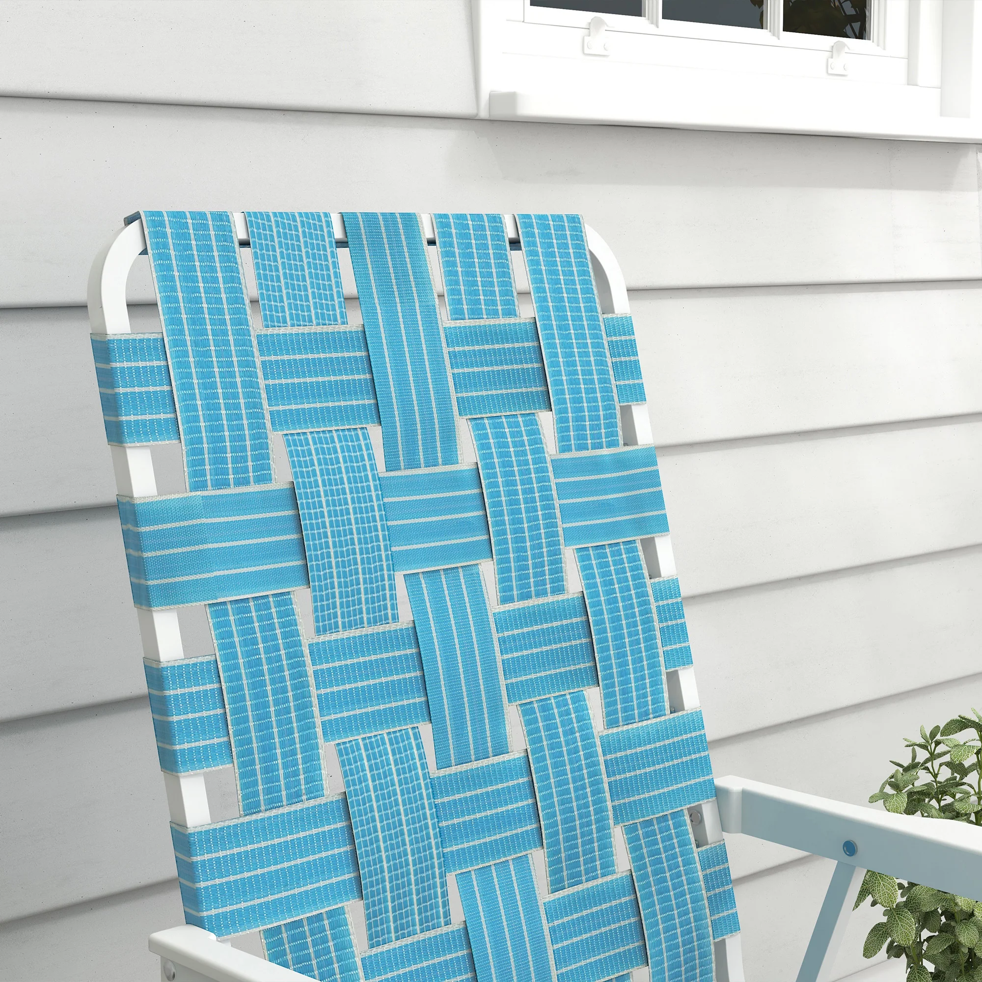 Set of 2 Classic Outdoor Camping Chairs, Portable Lawn Chairs w/ Armrests, Blue - Image 9