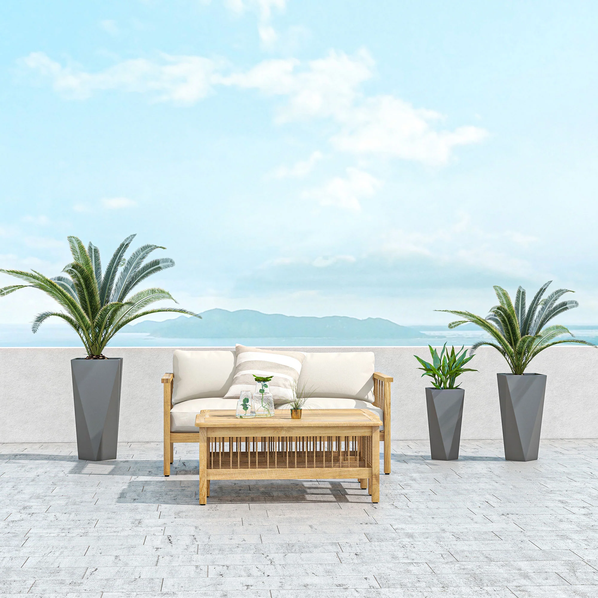Set of 3 Tall Planters, 28.75", 24.5", 20.5", MgO Indoor Outdoor Planters with Drainage Holes, Stackable Flower Pots for Garden, Patio, Balcony, Front Door, Gray - Image 11
