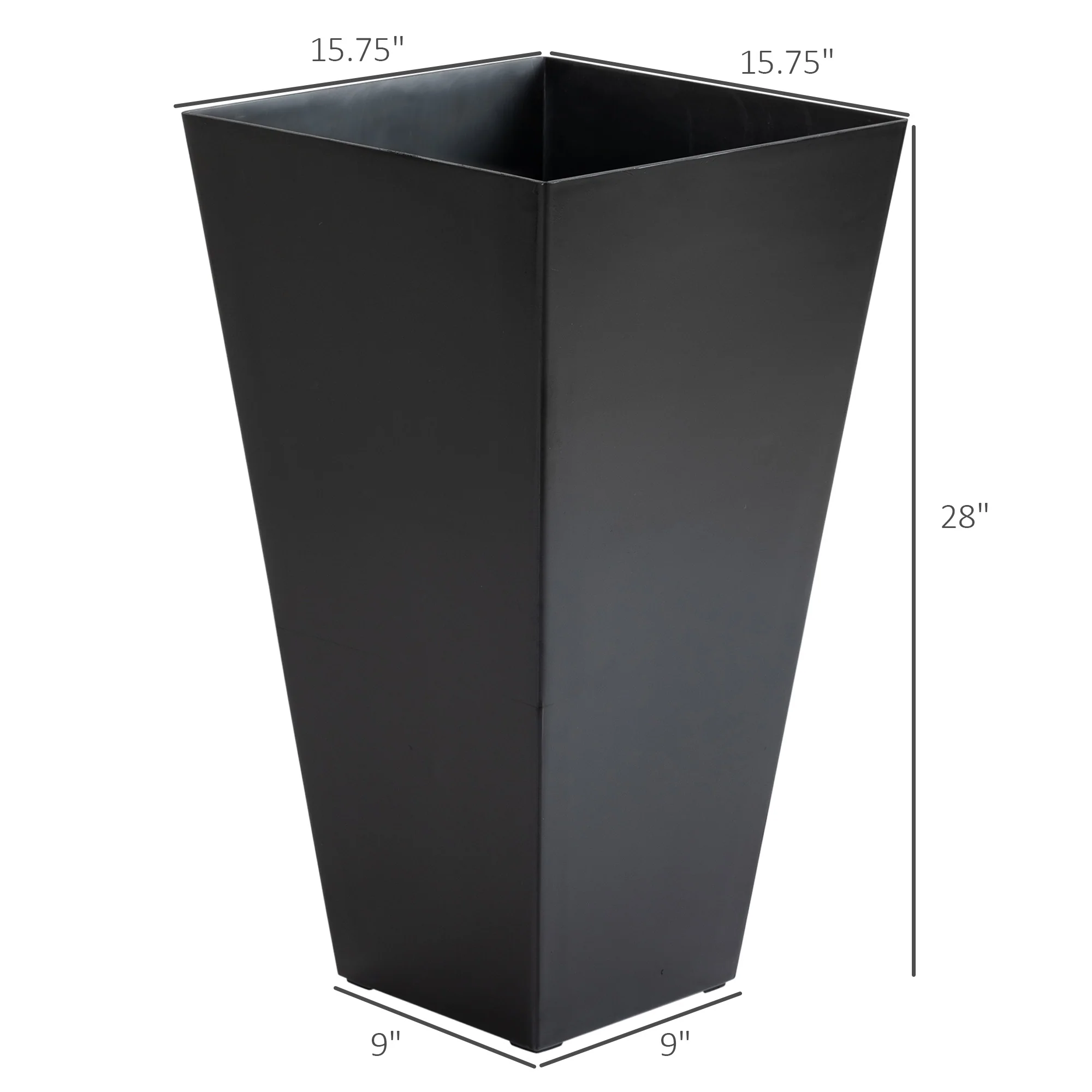 Set of 3 Tall Planters with Drainage Hole, 28" Outdoor Flower Plant Pots, Indoor Planters for Porch Patio and Deck, Black - Image 5