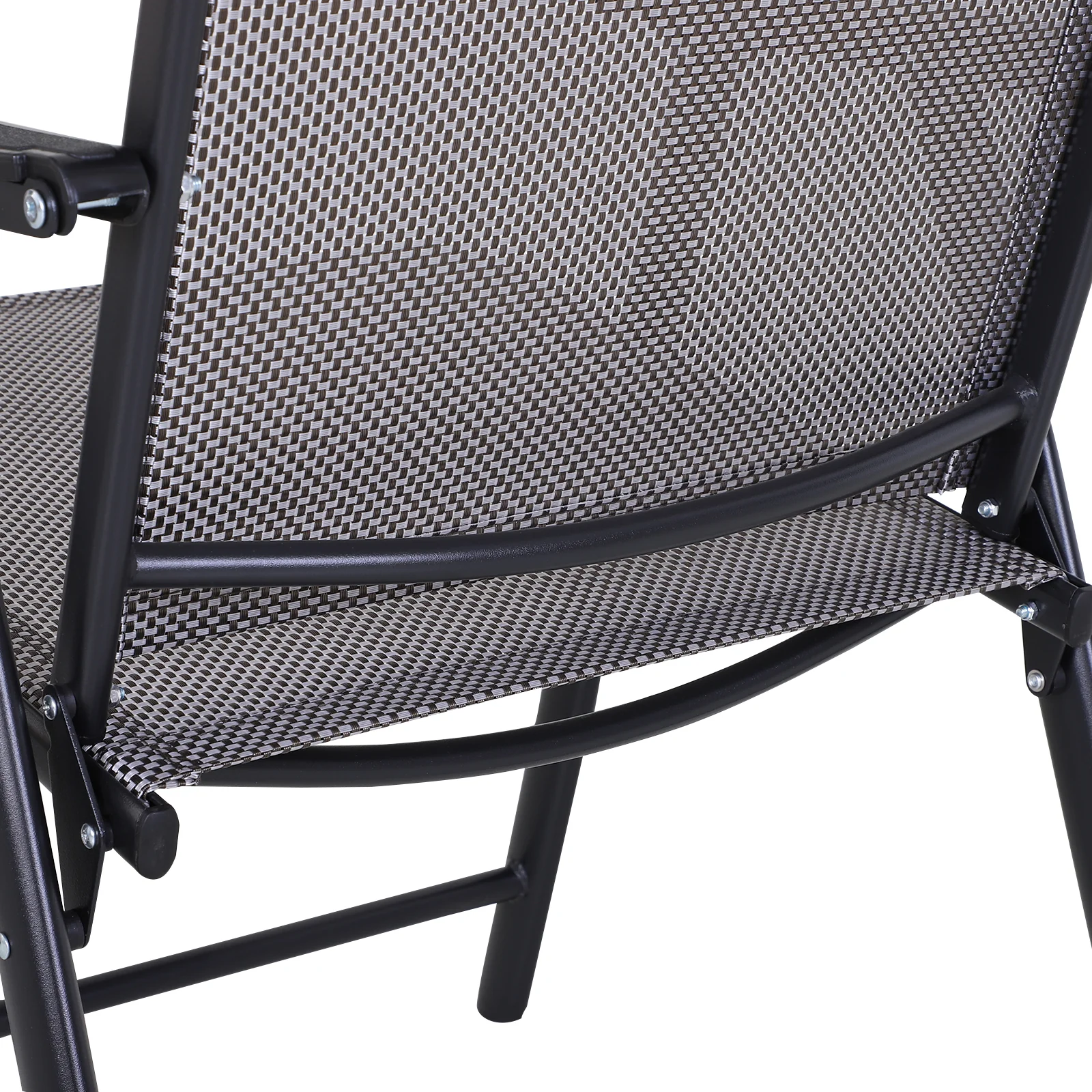 Set of 4 Stackable Outdoor Folding Chairs with Armrests, Metal Frame, Gray - Image 10