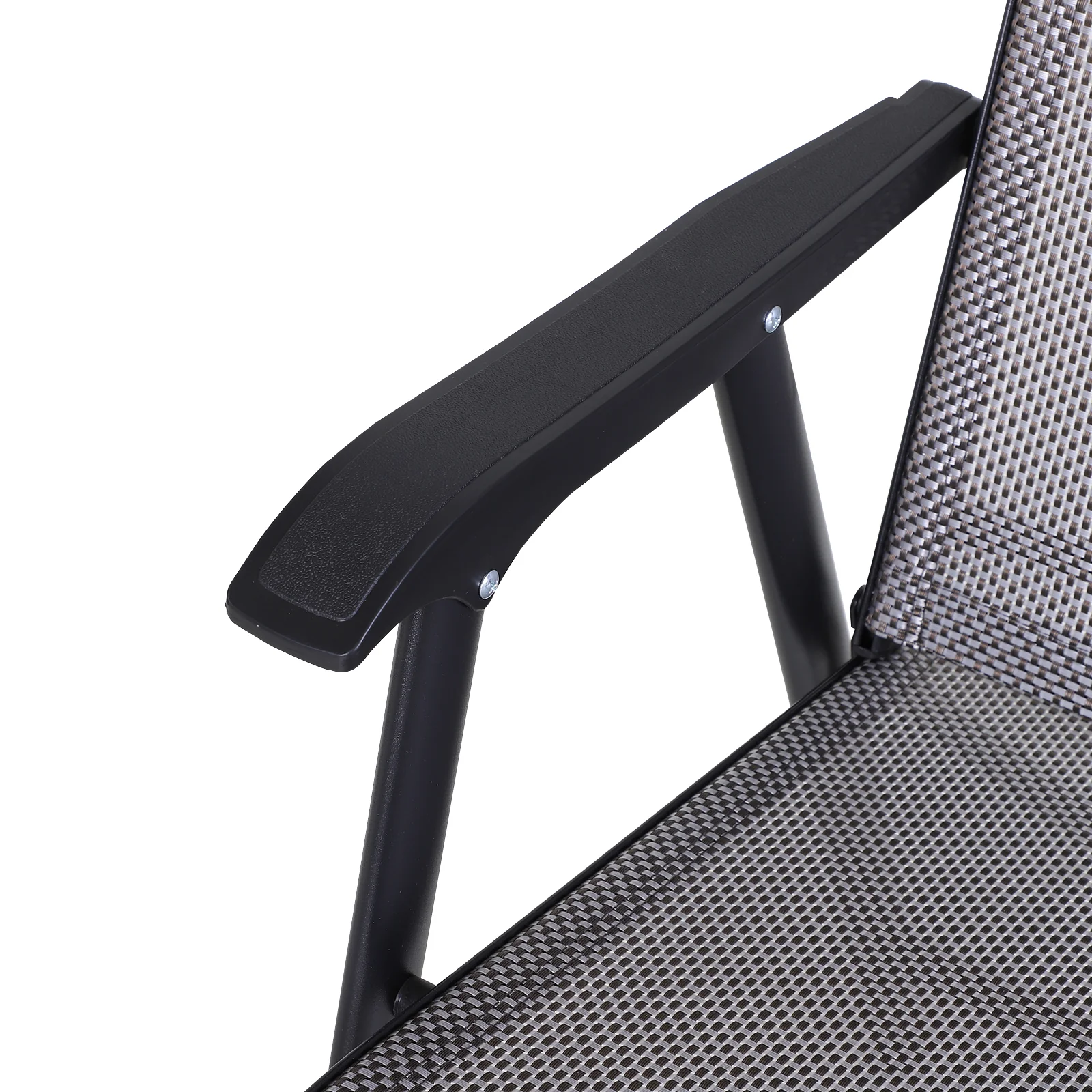 Set of 4 Stackable Outdoor Folding Chairs with Armrests, Metal Frame, Gray - Image 11