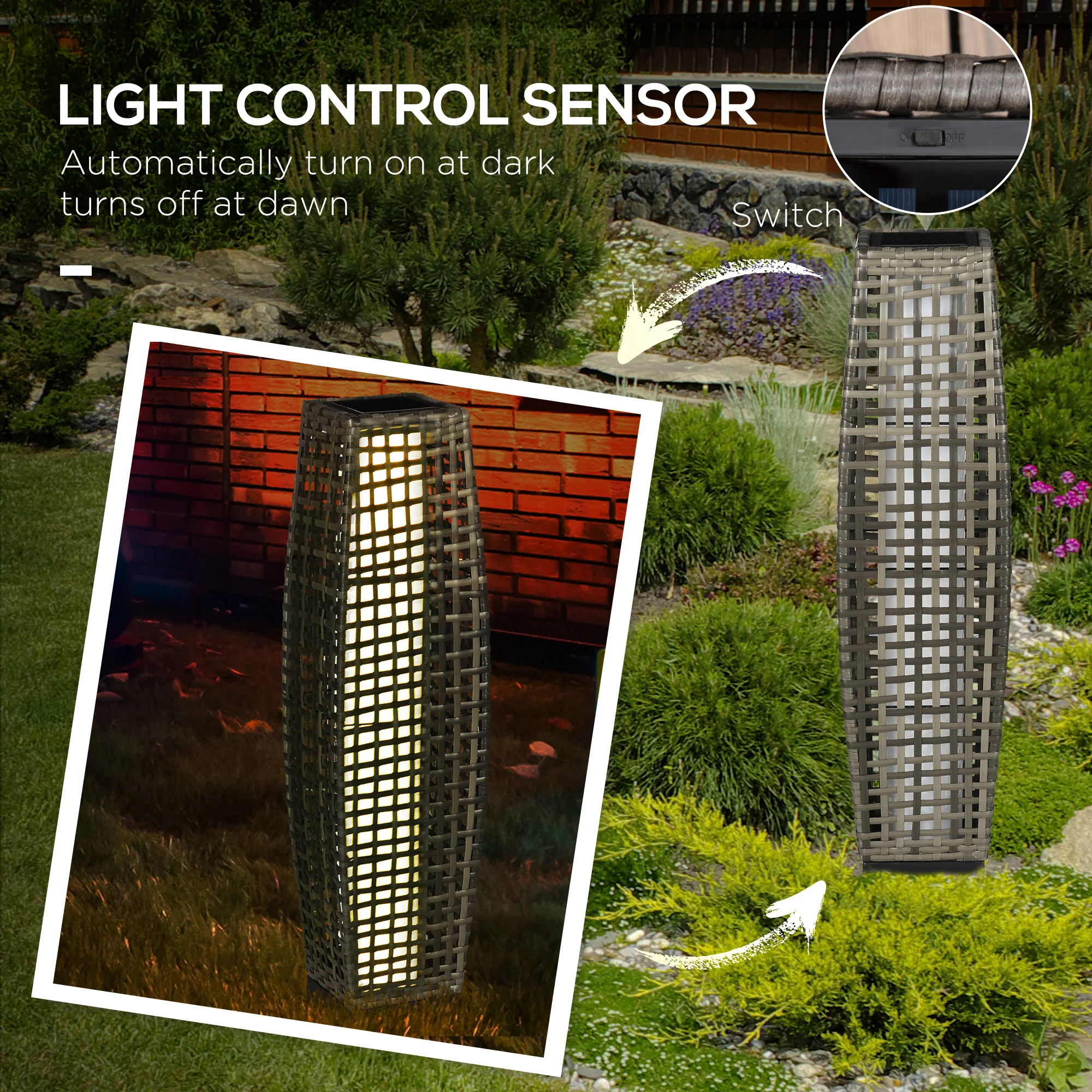 Auto-On/Off LED Solar Pathway Light for Garden, Lawn, Driveway & Porch, Gray - Image 8