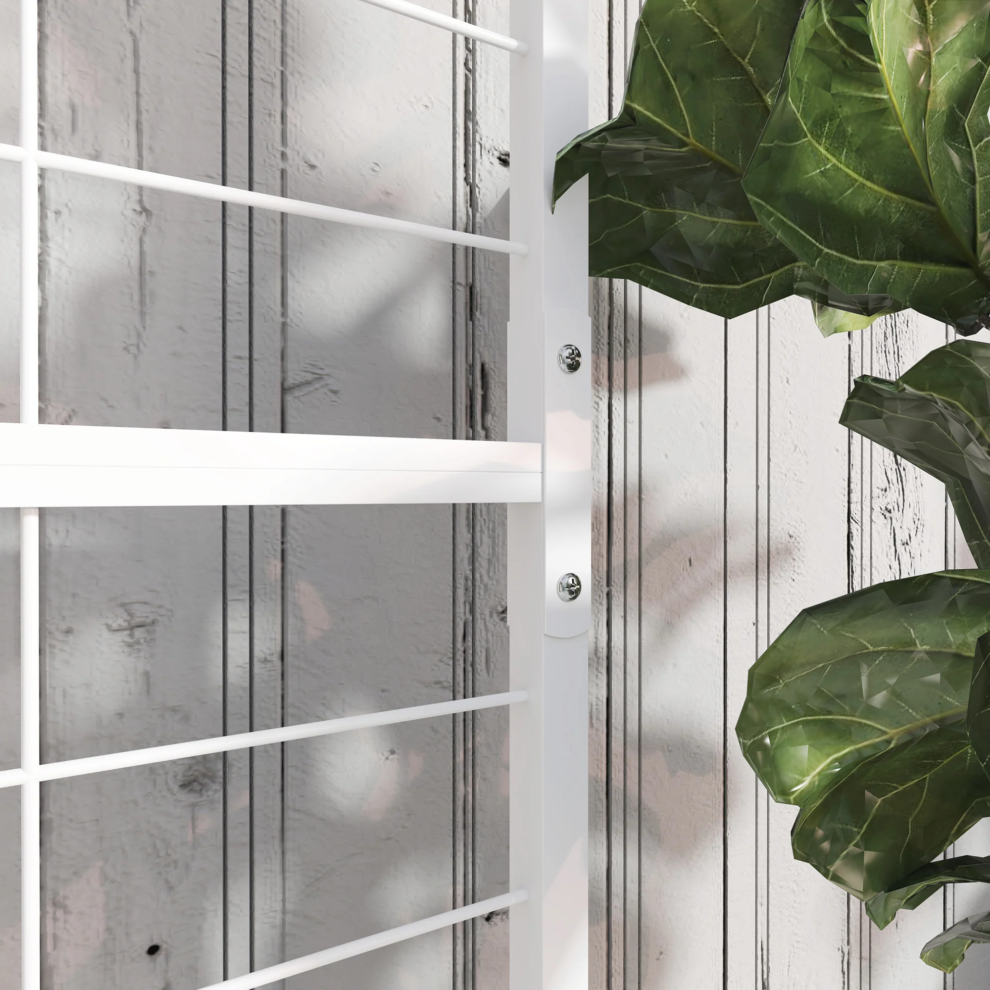 Tall Plant Stand with Trellis and Hanging Bar for Vine Climbing Plants Flowers, 35" x 12.8" x 74", White - Image 11