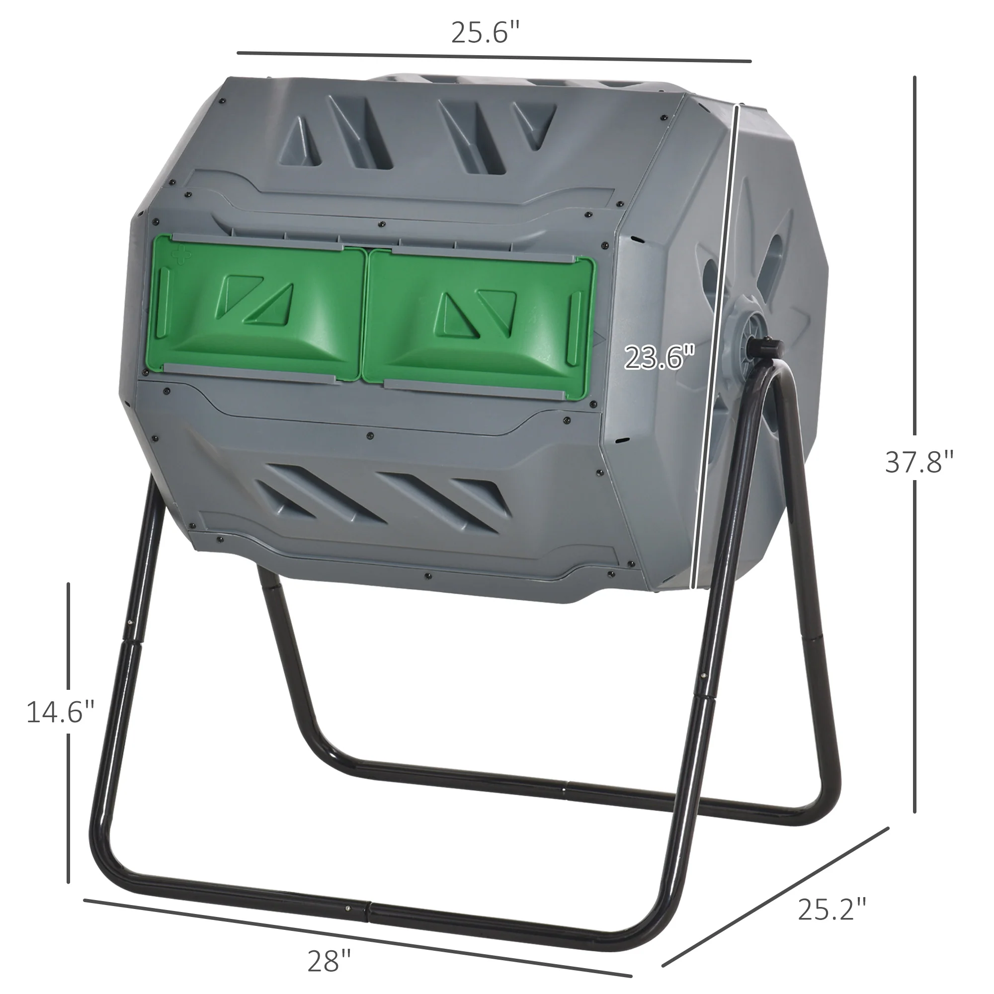 Tumbling Compost Bin Outdoor 360 Degrees Dual Chamber Rotating Composter 43 Gallon, Light Gray - Image 5