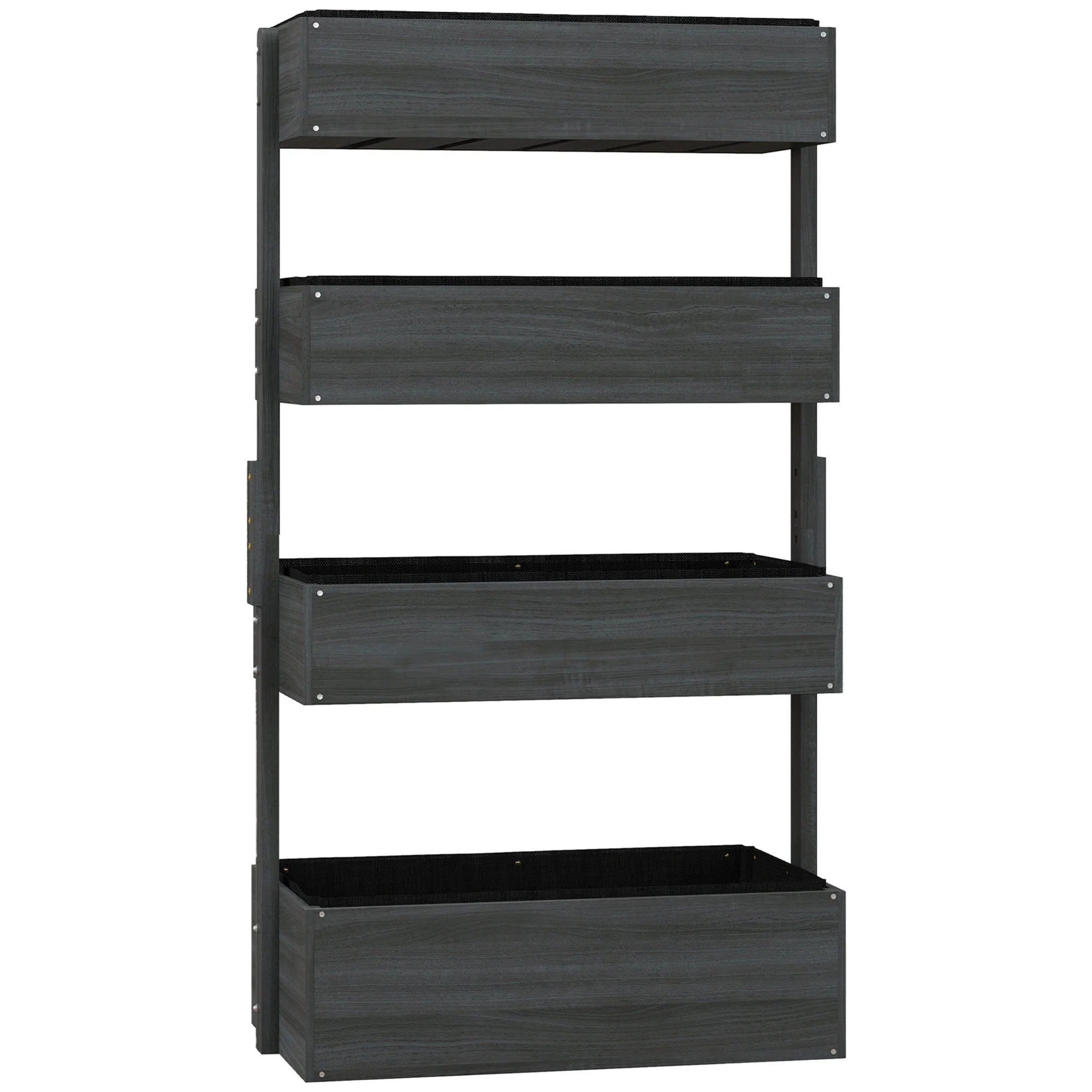 Vertical Garden Planter, Wooden 4 Tier Planter Box, Self-Draining with Non-Woven Fabric for Outdoor Flowers, Vegetables and Herbs, Gray - Image 12