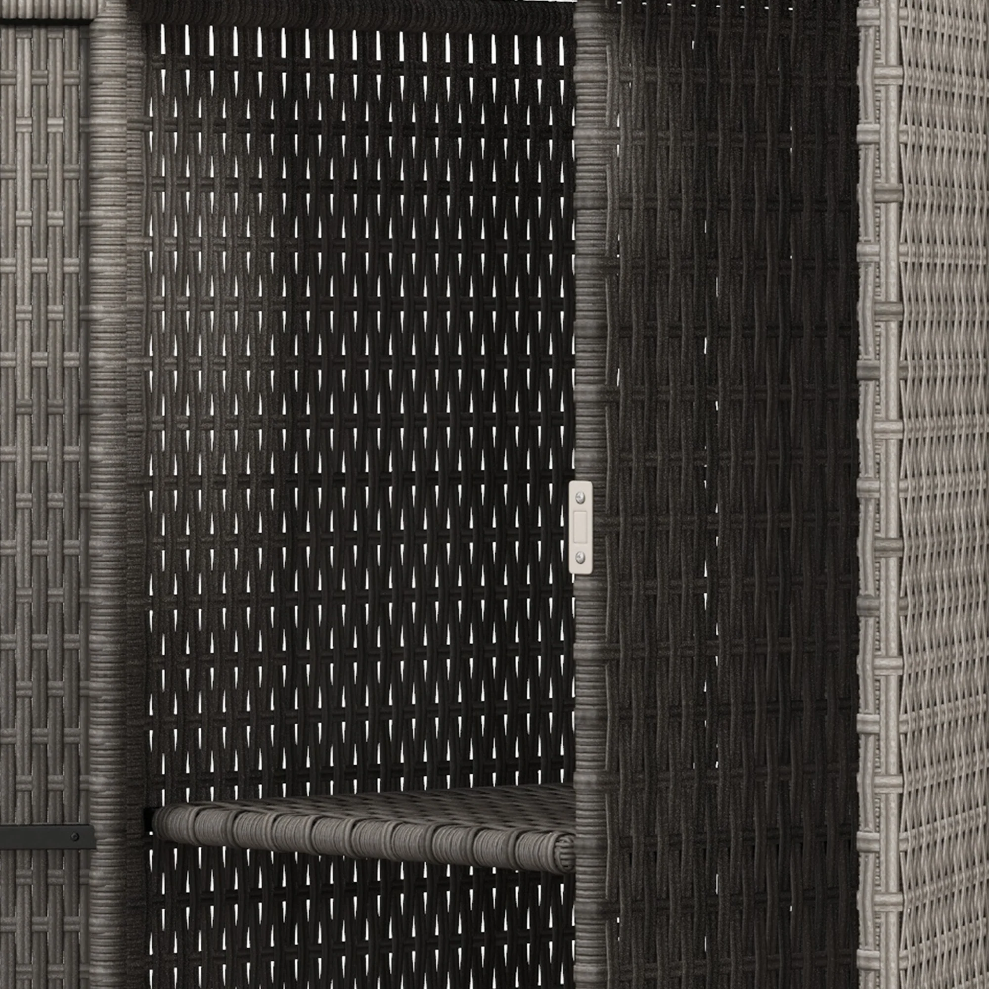Outdoor Wicker Storage Cabinet with Shelves, 2-Door, for Garden, Backyard, Porch, Dark Gray - Image 11