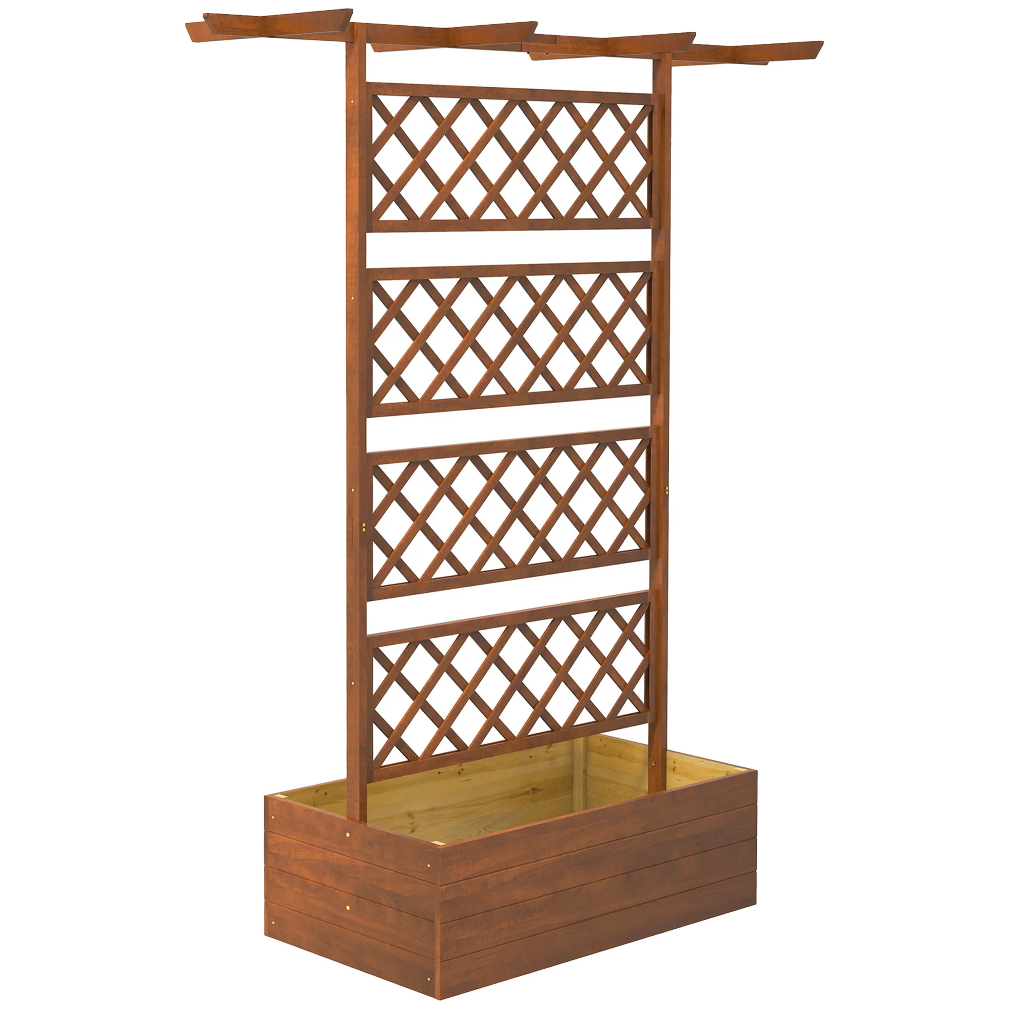 Wood Planter with Trellis, Raised Garden Bed Privacy Screen Planter Box for Climbing Plants, Vines, Vegetables, Flowers, 63" x 21.75" x 72" - Image 12