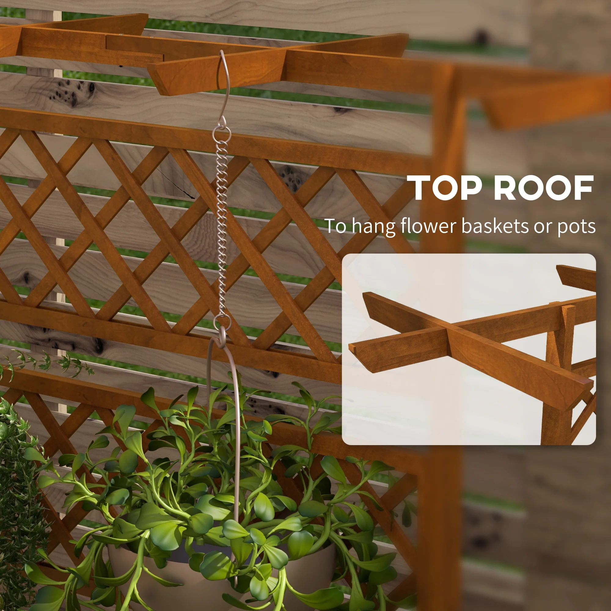 Wood Planter with Trellis, Raised Garden Bed Privacy Screen Planter Box for Climbing Plants, Vines, Vegetables, Flowers, 63" x 21.75" x 72" - Image 7