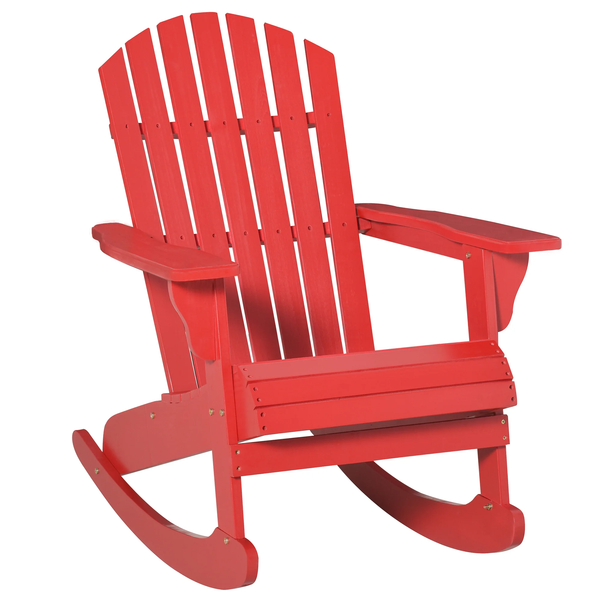 Outdoor Wooden Rocking Chair with Fanned Back, for Fire Pit, Patio, Backyard, Garden,  Red - Image 14